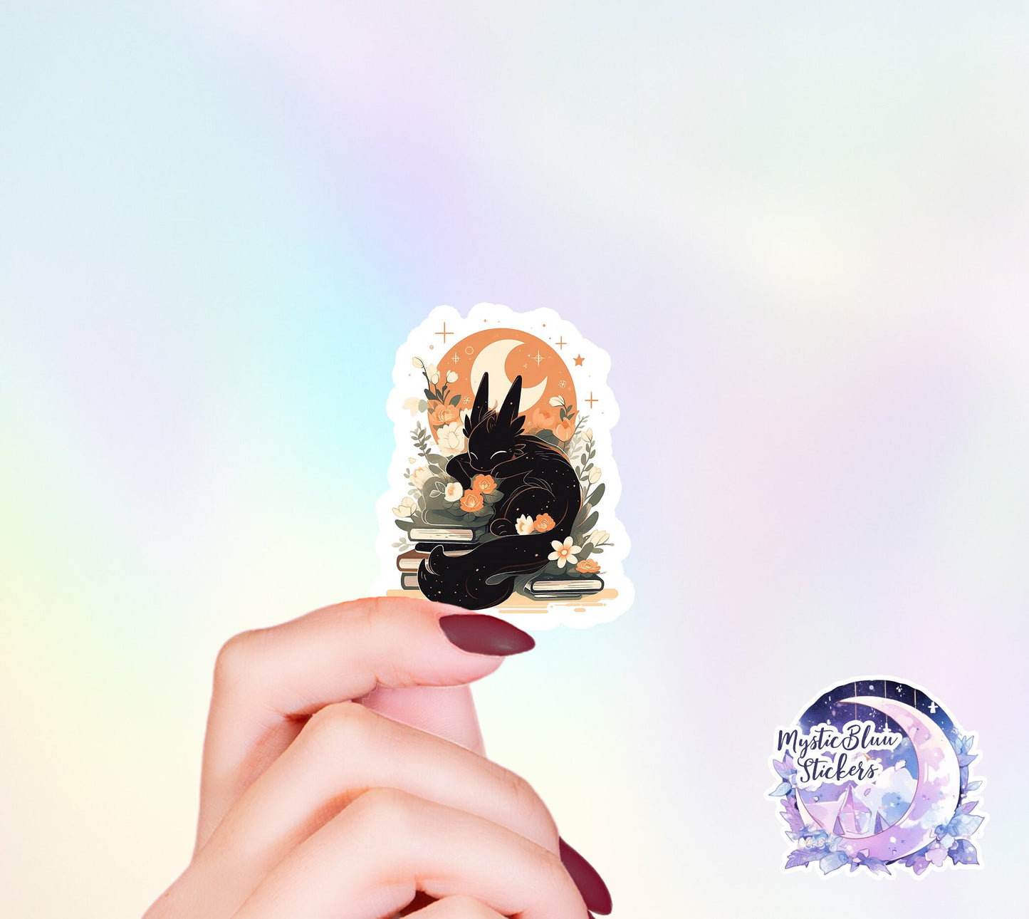 Book Dragon Matte Sticker: Waterproof Vinyl Decal (3x2.5in)