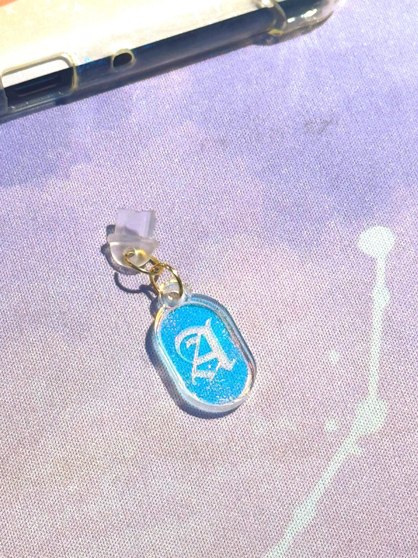 Personalized Moon & Initial Kindle Charm: Iridescent Crystal Dust Plug