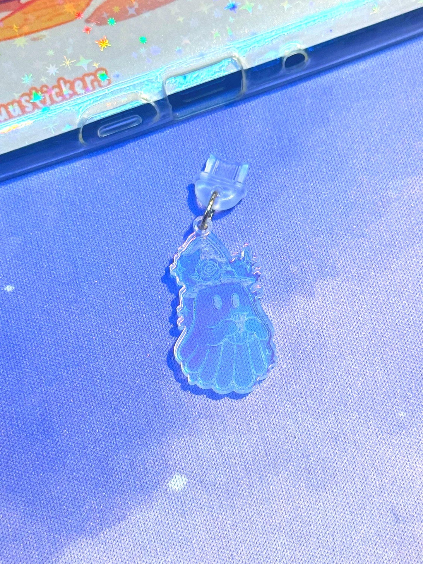 Iridescent Ghost Kindle Charm: Witchy USB-C Dust Plug