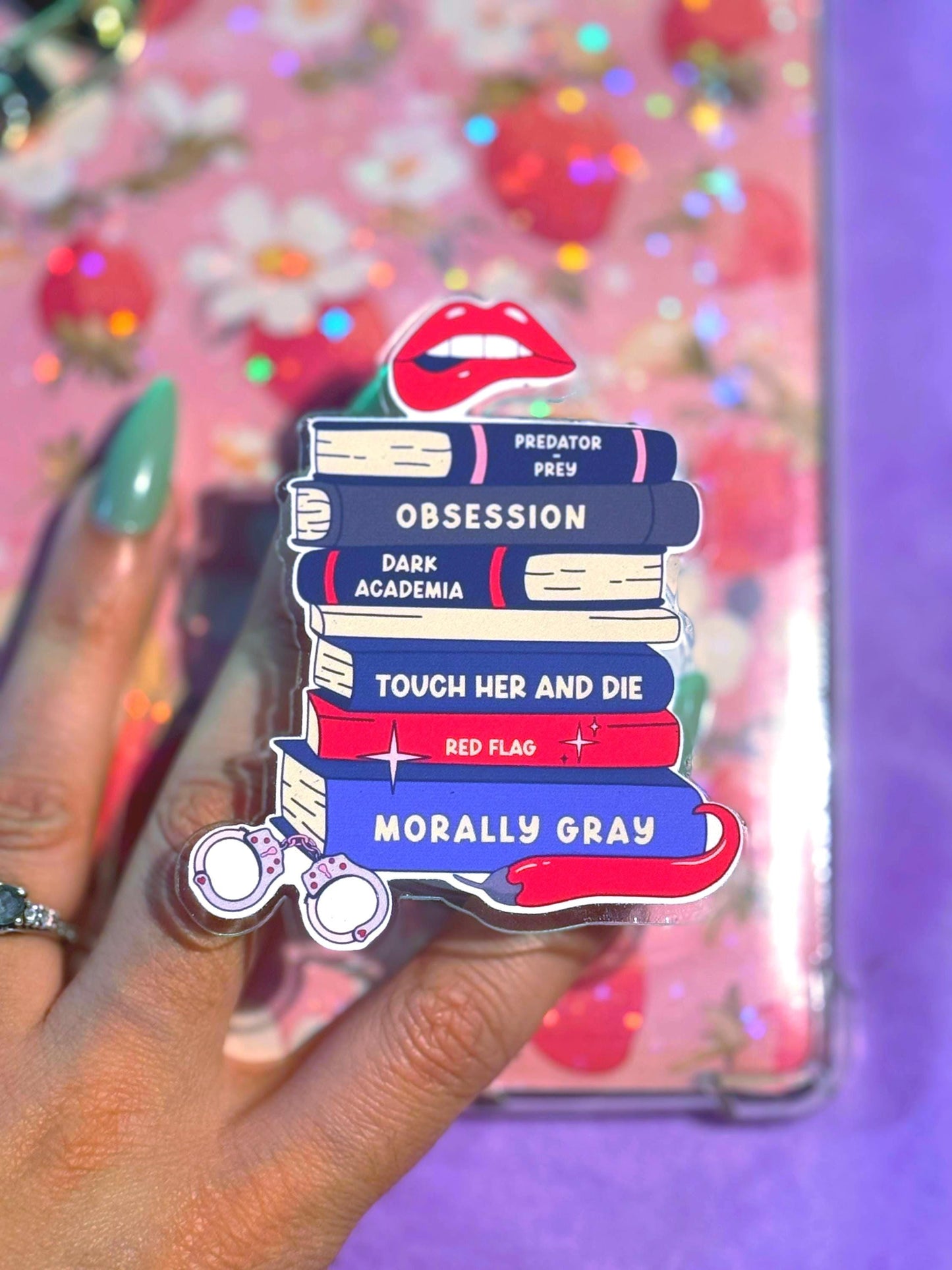 Dark Romance MagSafe Kindle Grip: Holographic Bookish Phone Grip