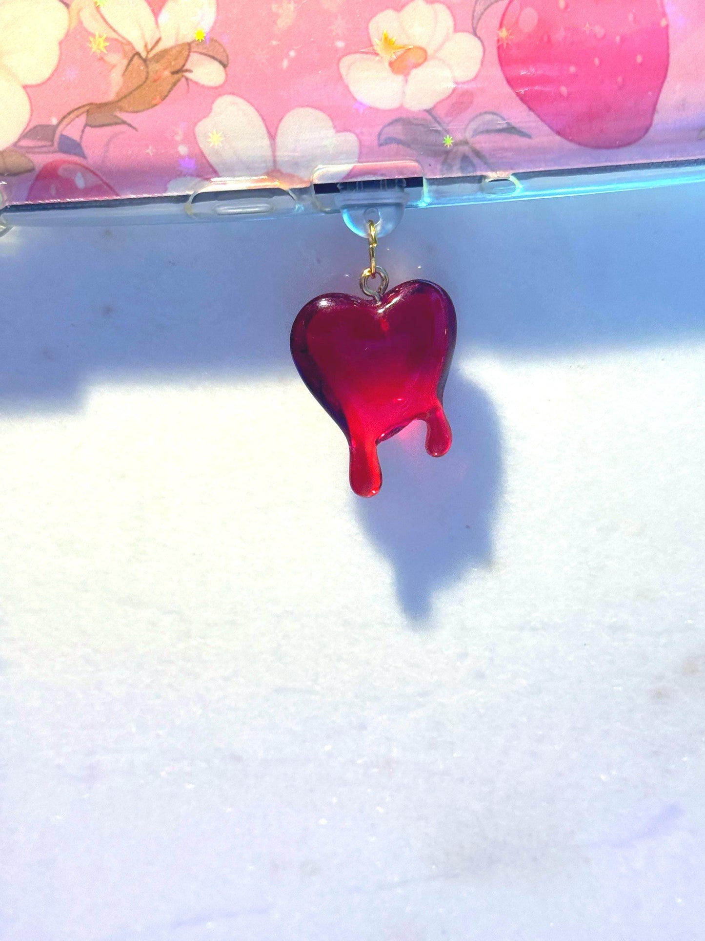 Red Bleeding Heart Kindle Charm: Gothic Bookish Accessory