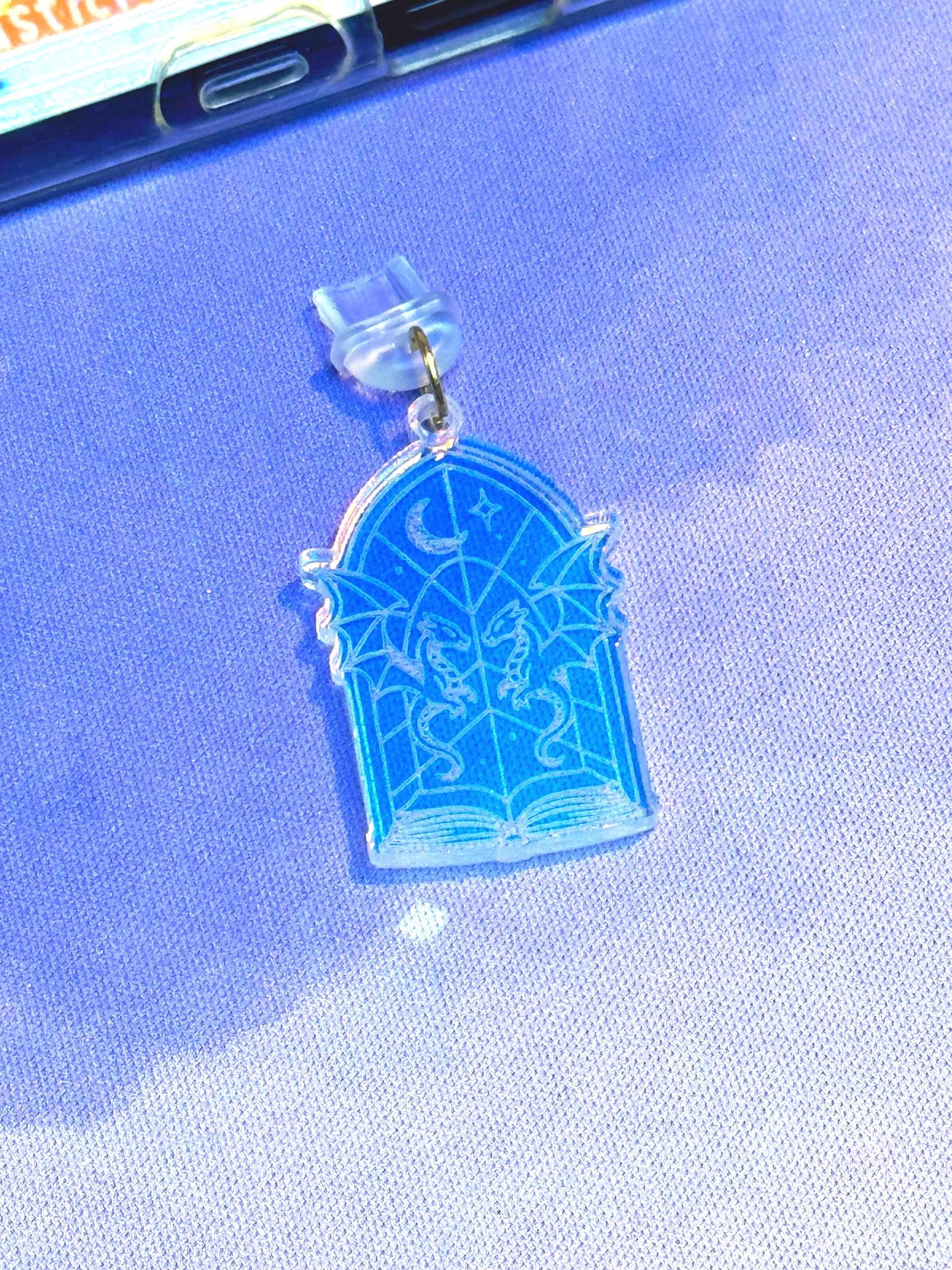 Iridescent Dragon Book Charm: Fantasy Kindle/USB-C Accessory