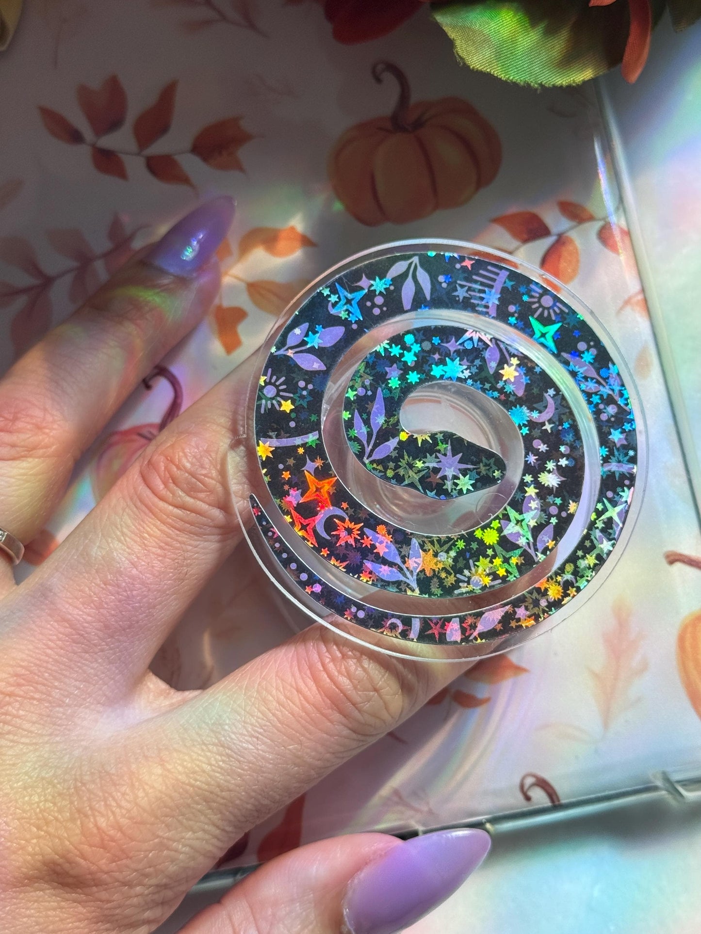 Celestial Snake MagSafe Phone Kindle Grip: Holographic Witchy Book Reader Accessory