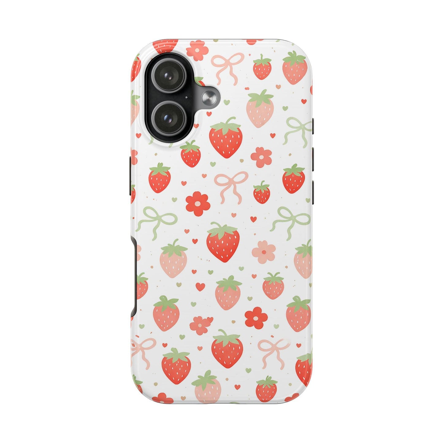 Strawberry Daisy Phone Case, Pink Cute iPhone Cover