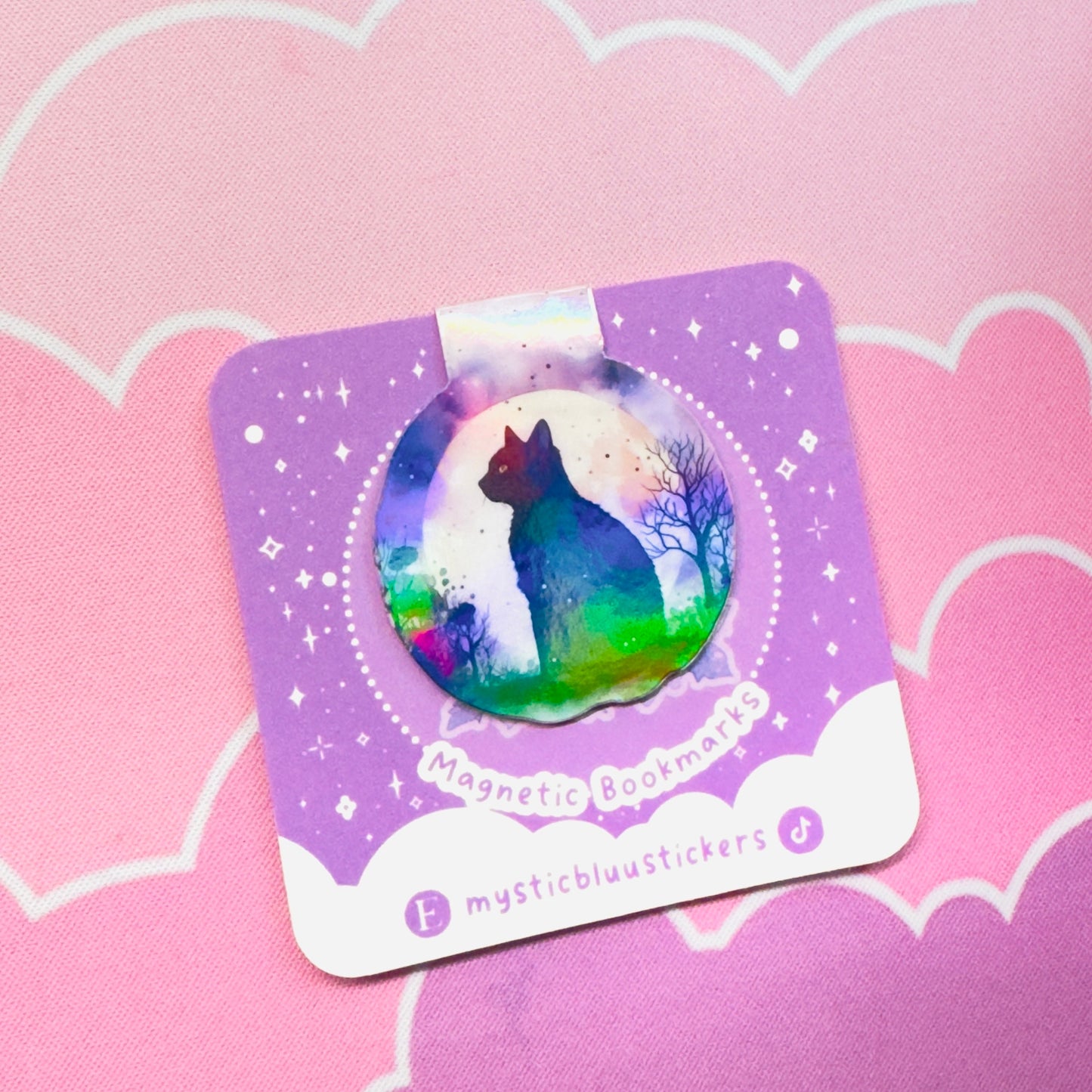 Moon Cat Holographic Magnetic Bookmark
