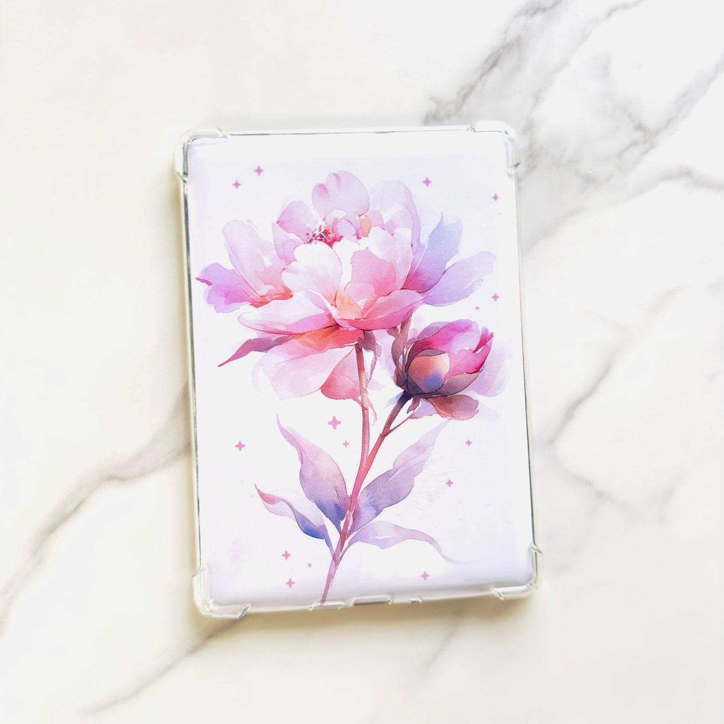 Pink Floral Kindle Clear Case Insert