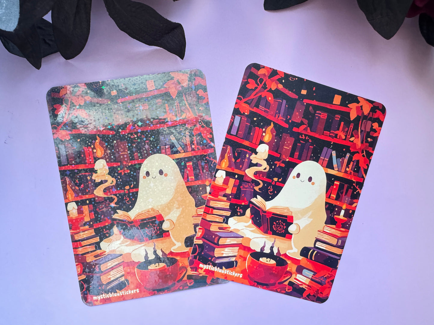 Ghost Cat Reading Halloween Kindle Insert For Clear Case