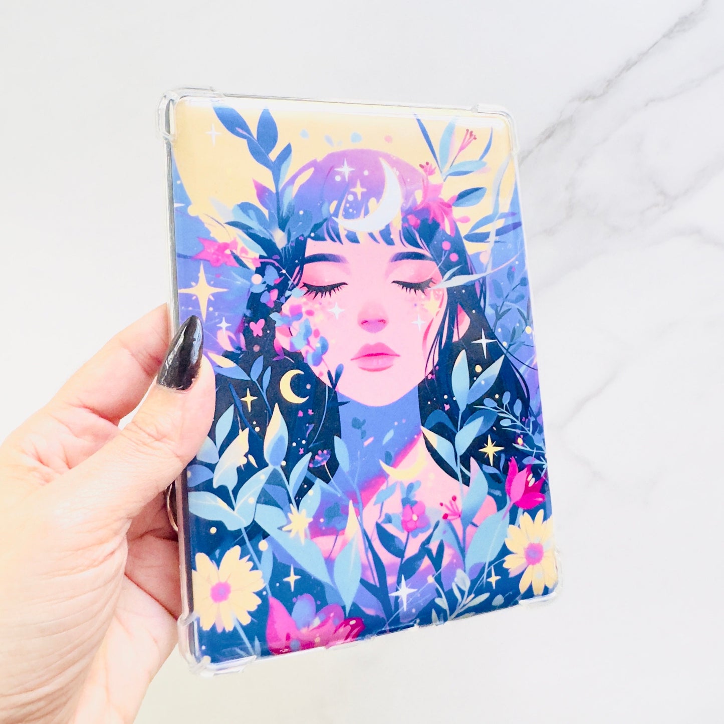 Mystic Floral Girl Kindle Insert For Clear case