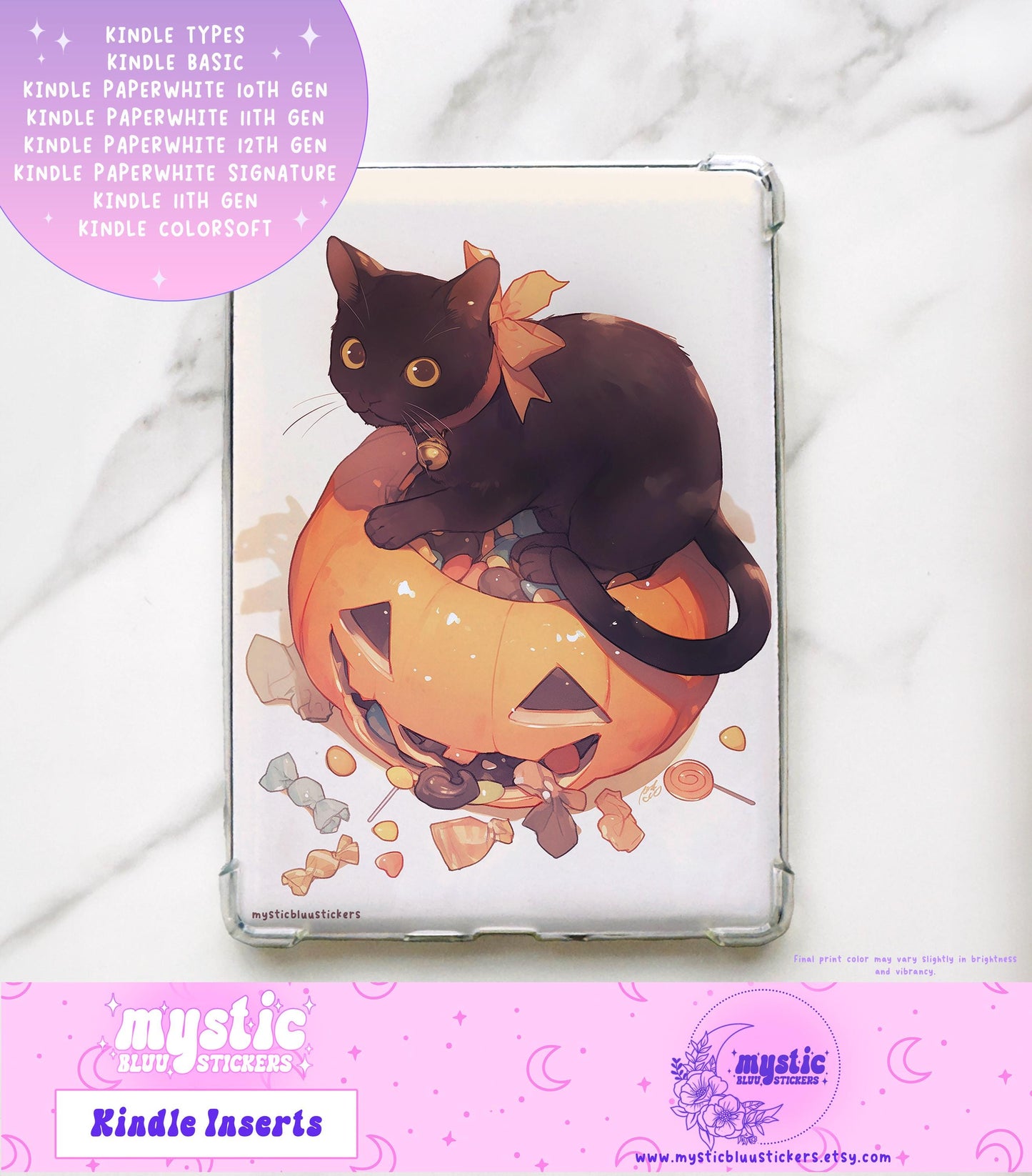 Halloween Pumpkin Cat Kindle Insert For Clear Insert