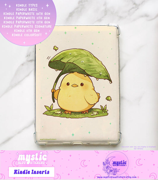 Baby Chick Leaf Umbrella Kindle Insert For Clear Case