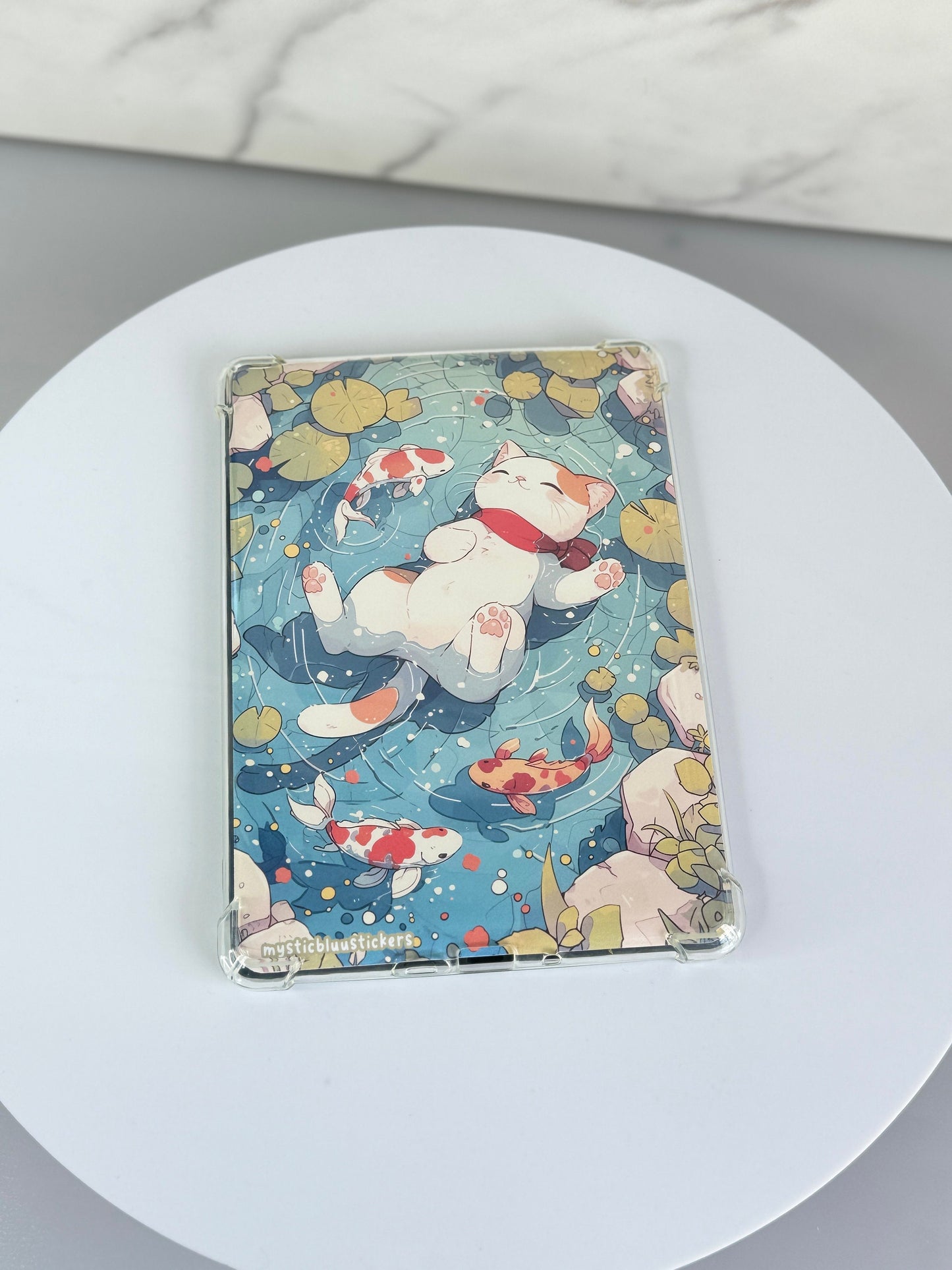Cat In Pond With Koi Fish Kindle Insert For Clear Case