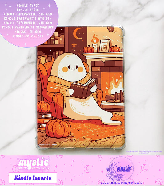 Ghost Reading By Fireplace Kindle Insert For Clear Case