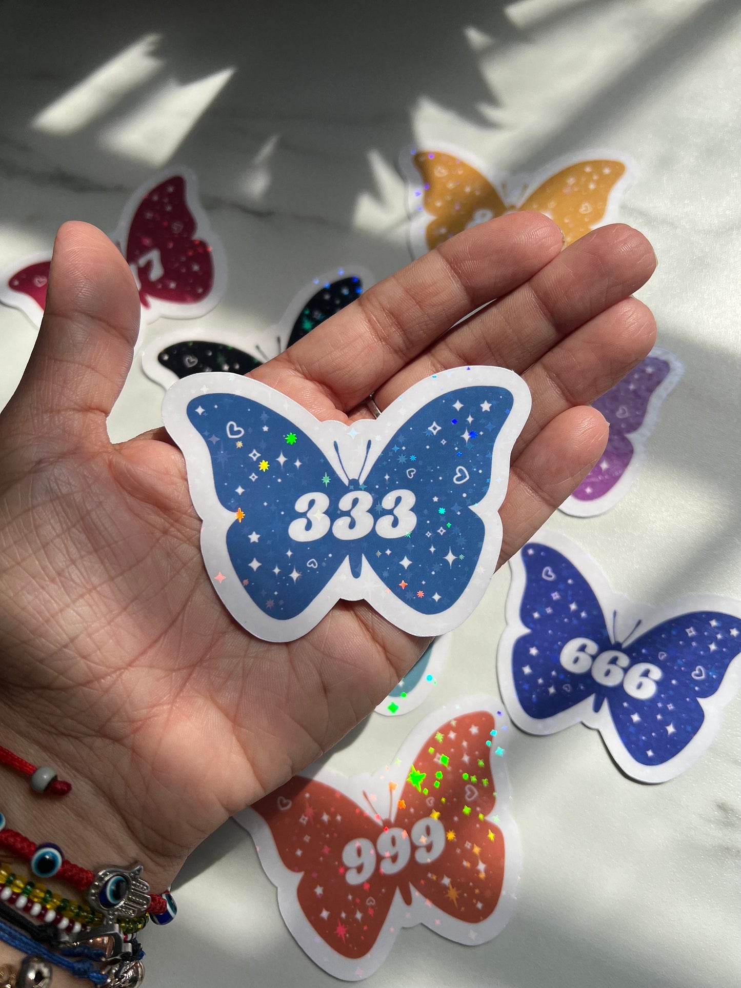 Angel Numbers Butterfly Holographic Sticker