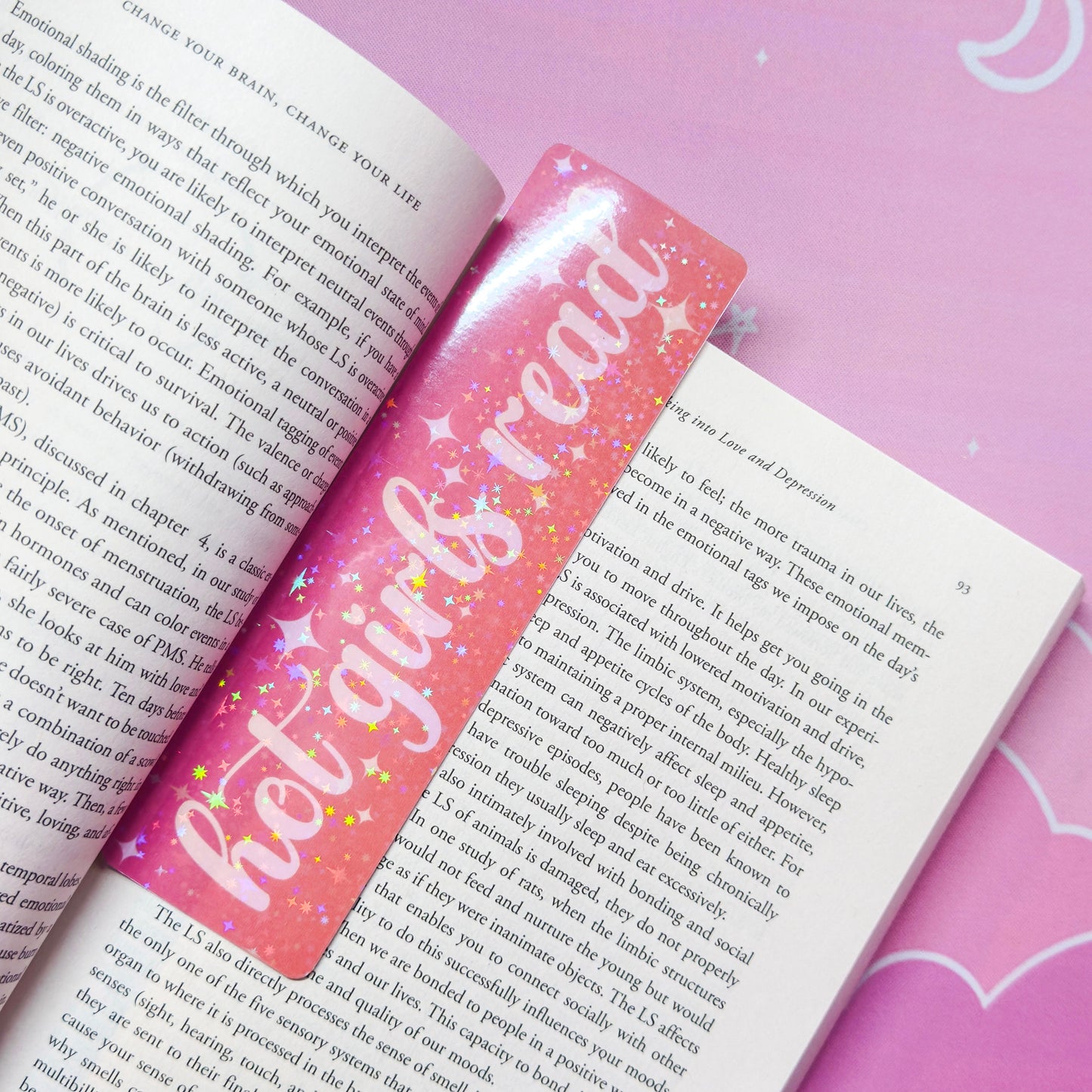 Hot Girls Read Bookmark – Holographic Pink Gift for Book Lovers