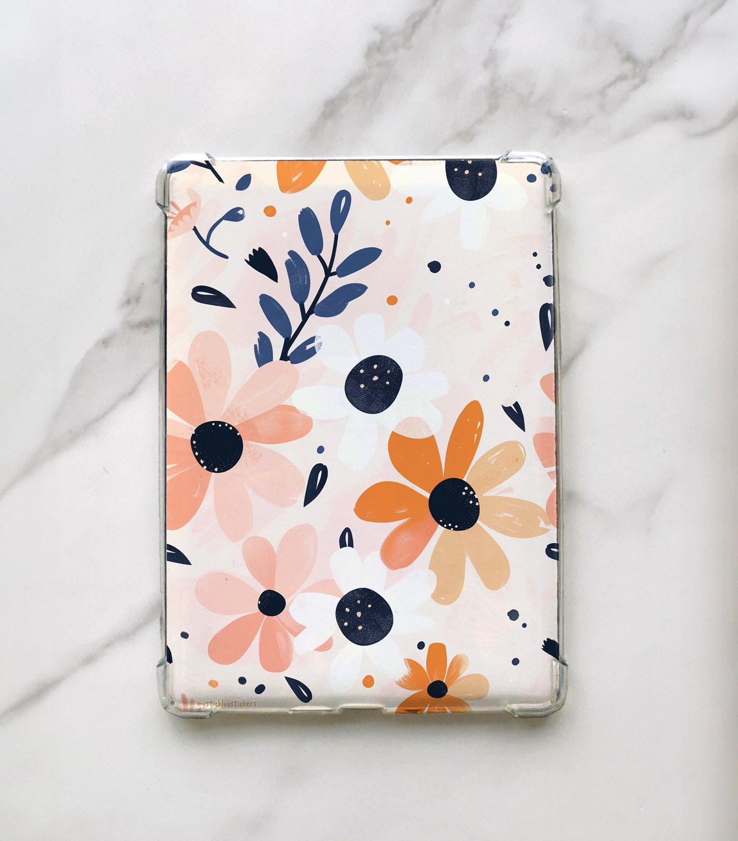 Retro Flowers Kindle Insert For Clear Case