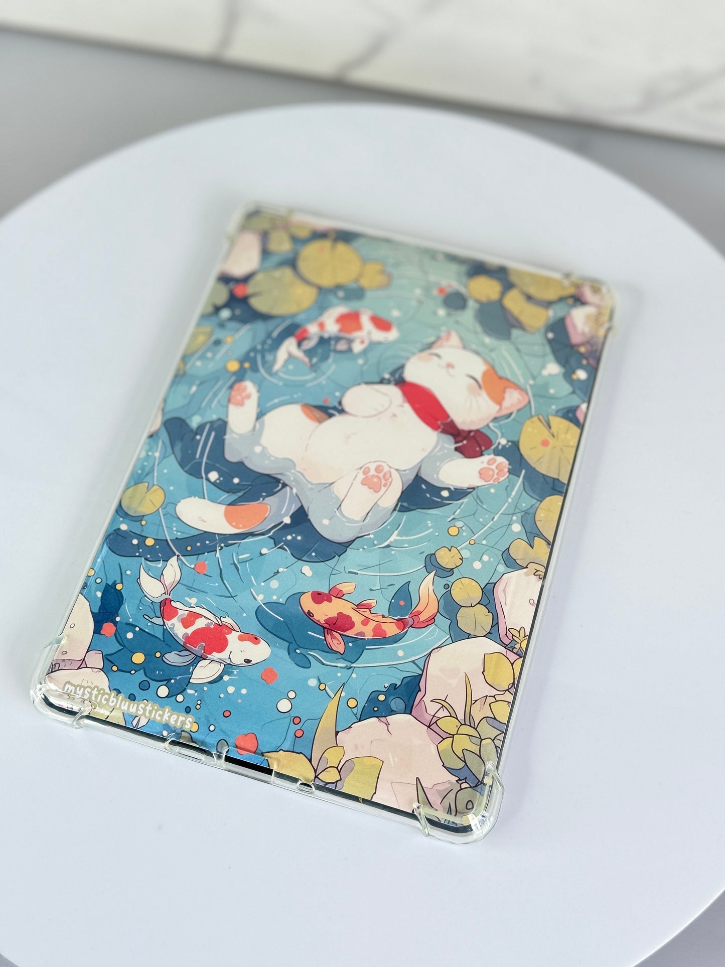 Cat In Pond With Koi Fish Kindle Insert For Clear Case