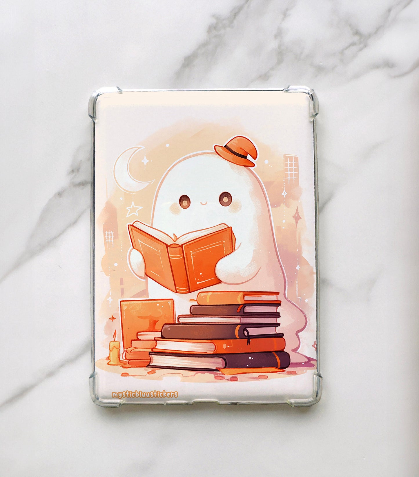 Ghost Reading In Library Kindle Insert For Clear Case
