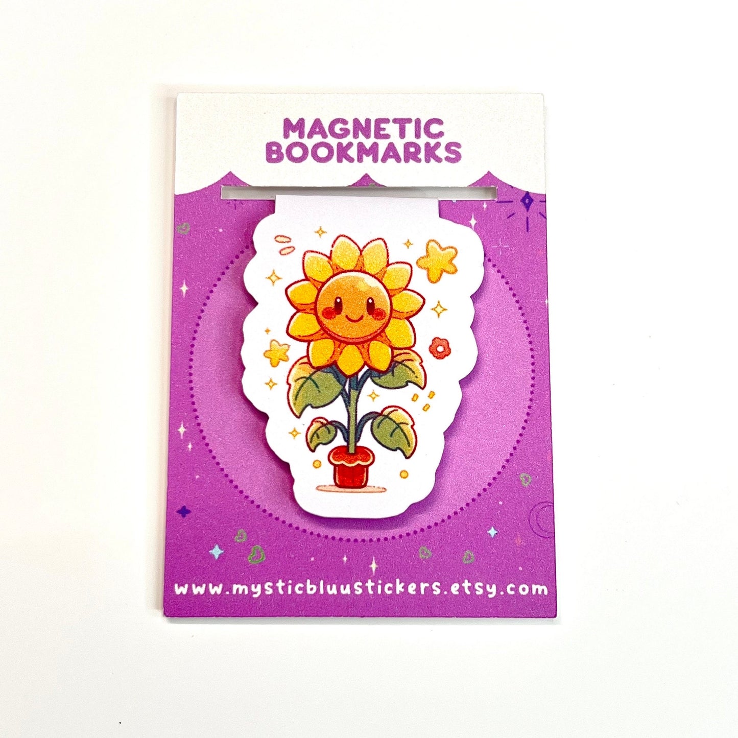 Sunflower Doodle Magnetic Bookmark, for women, Bookish, Holographic, birthday gift for her, book lover, book accessories,  booktok