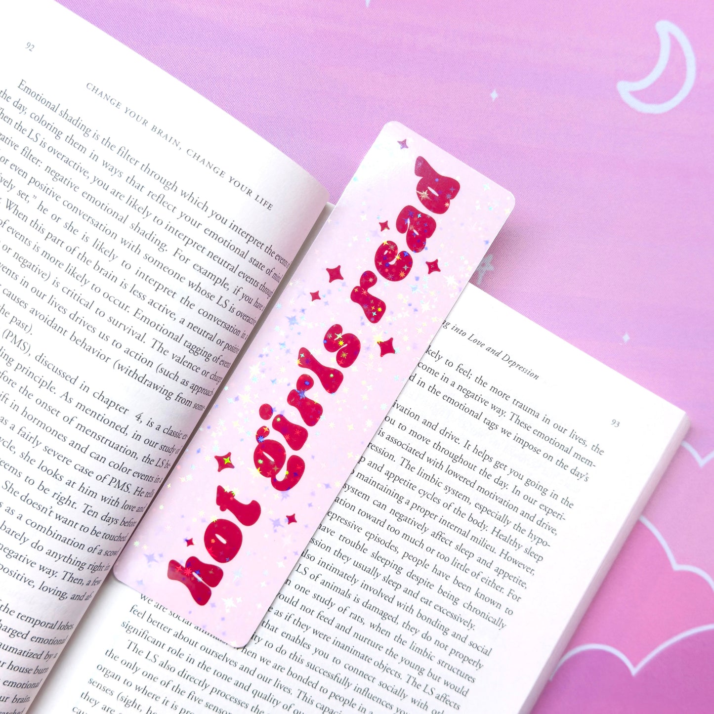 Hot Girls Read Bookmark – Holographic Pink Gift for Book Lovers