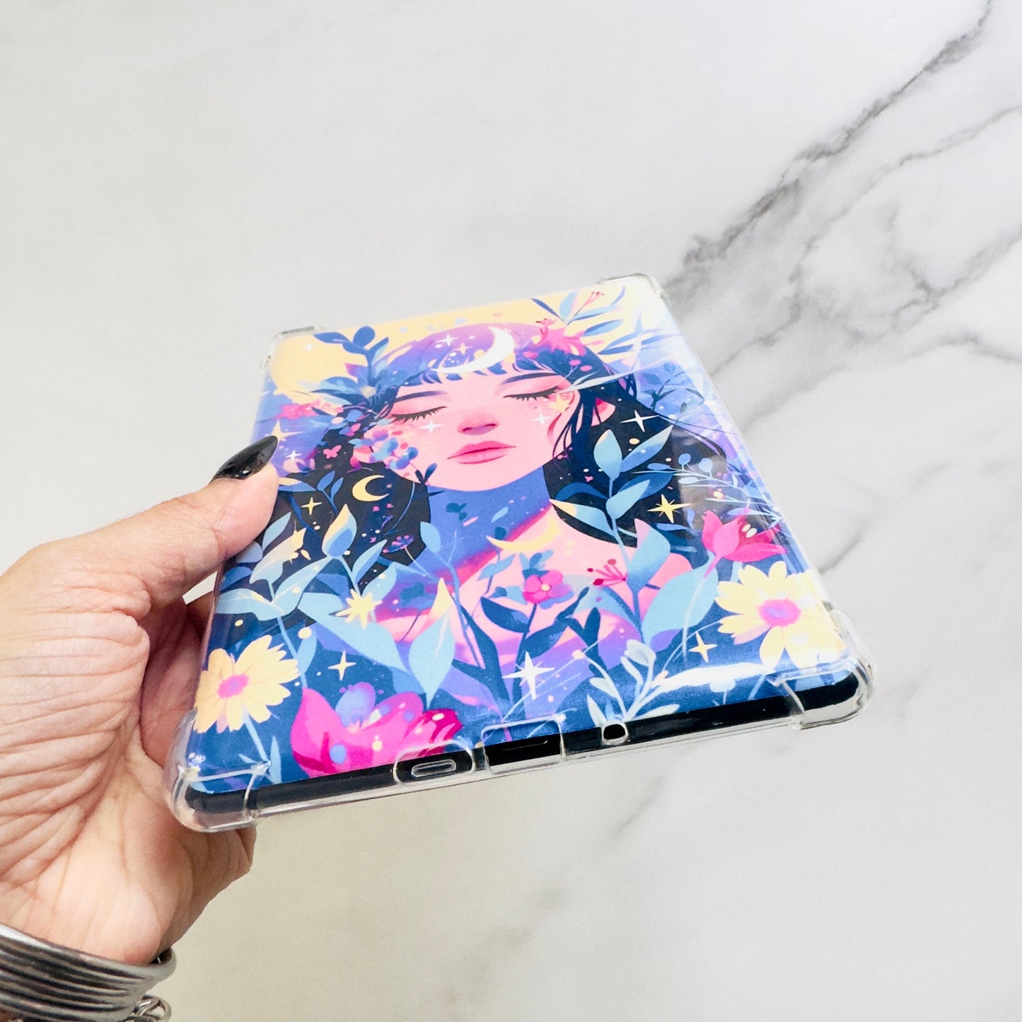 Mystic Floral Girl Kindle Insert For Clear case