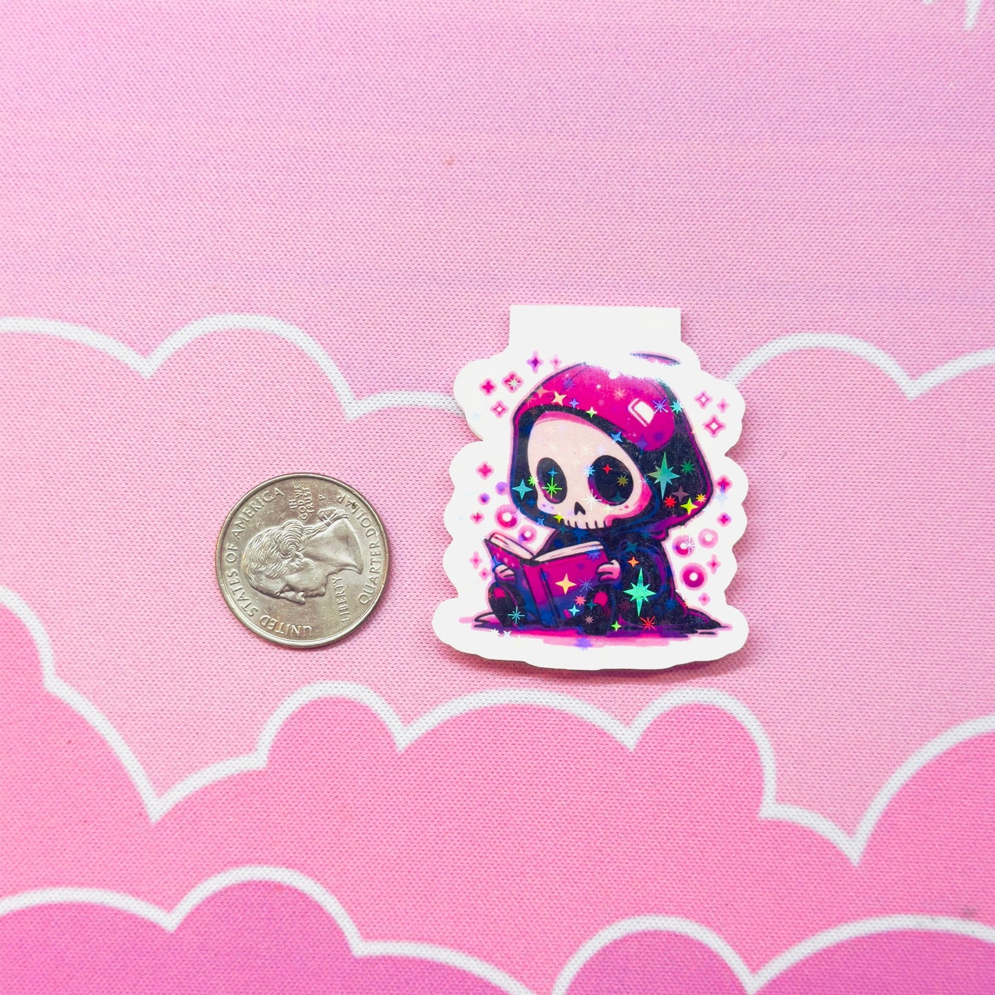 Holographic Reaper Reading A Book Magnetic Bookmark