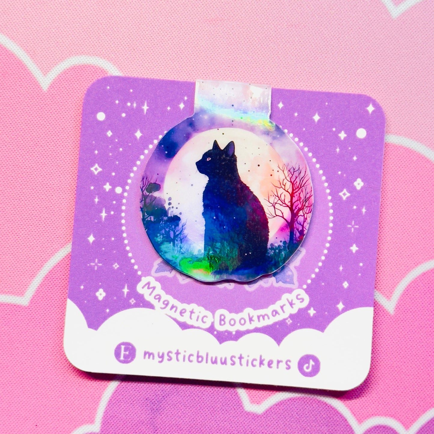 Moon Cat Holographic Magnetic Bookmark