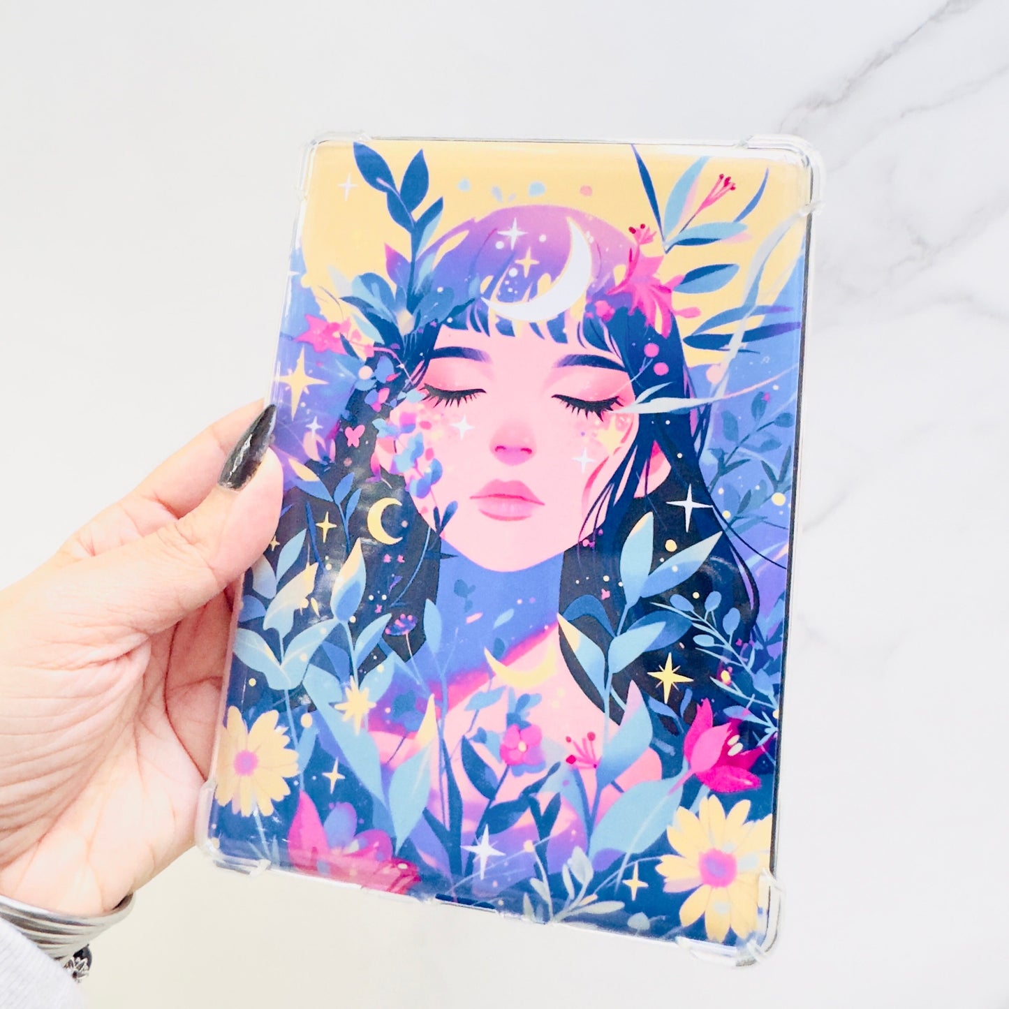 Mystic Floral Girl Kindle Insert For Clear case