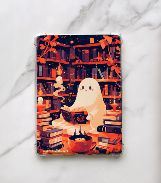 Ghost Reading In Library Kindle Insert For Clear Case
