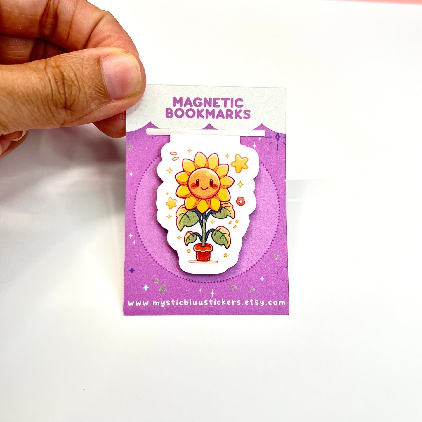 Sunflower Doodle Magnetic Bookmark, for women, Bookish, Holographic, birthday gift for her, book lover, book accessories,  booktok