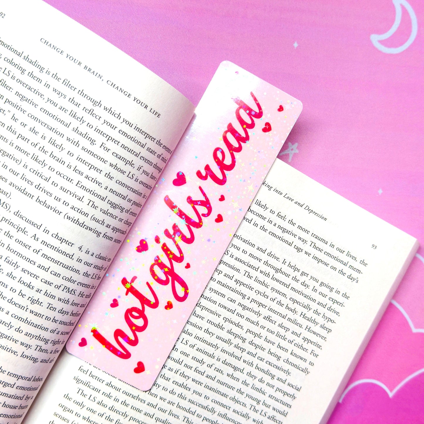 Hot Girls Read Bookmark – Holographic Pink Gift for Book Lovers