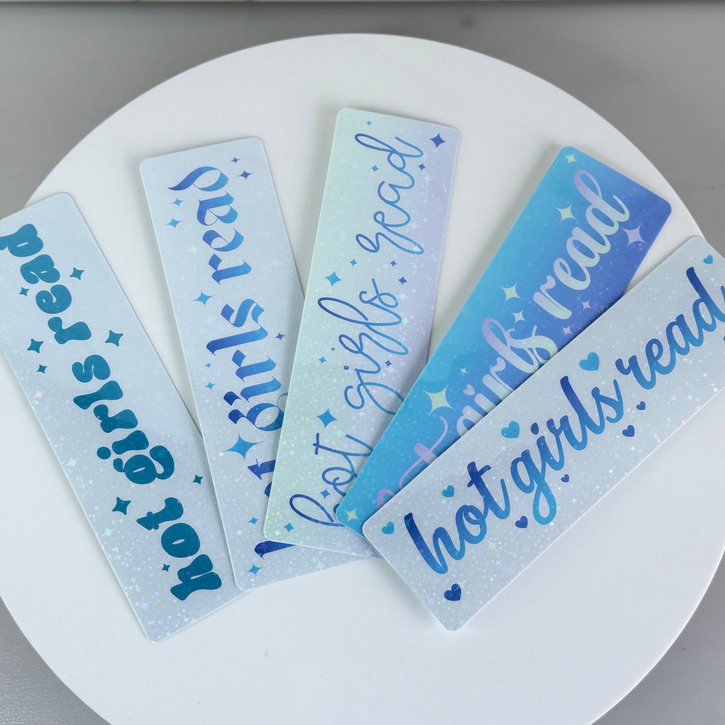 Blue Hot Girls Read Holographic Bookmark