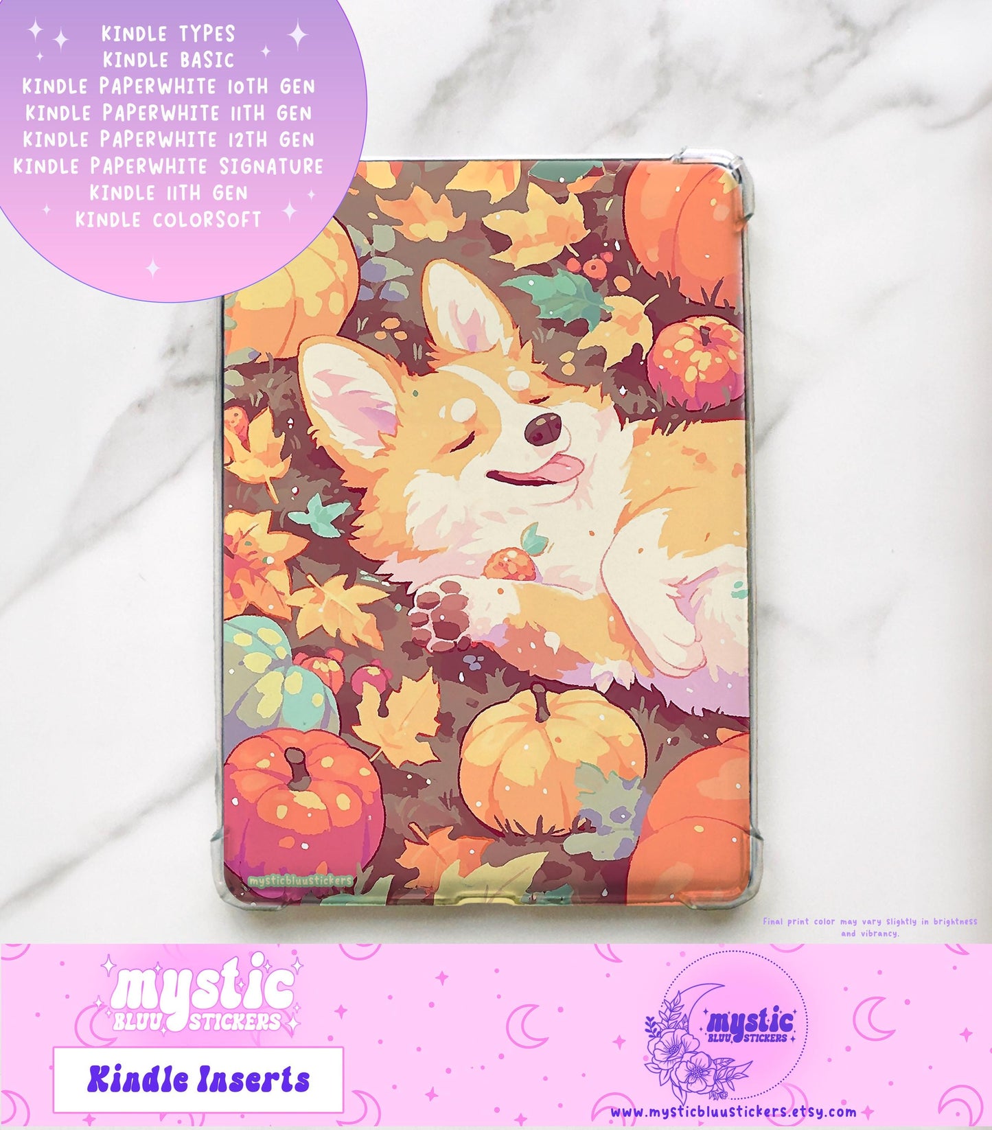 Autumn Corgi Kindle Insert For Clear Case