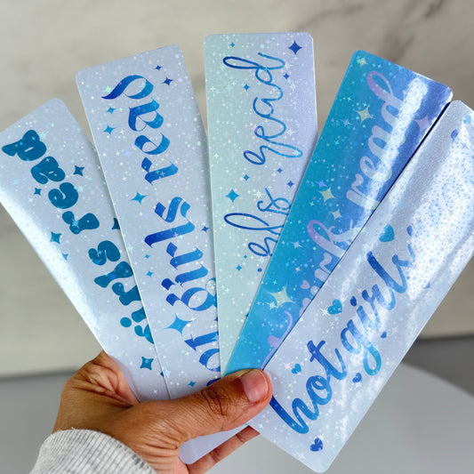 Blue Hot Girls Read Holographic Bookmark