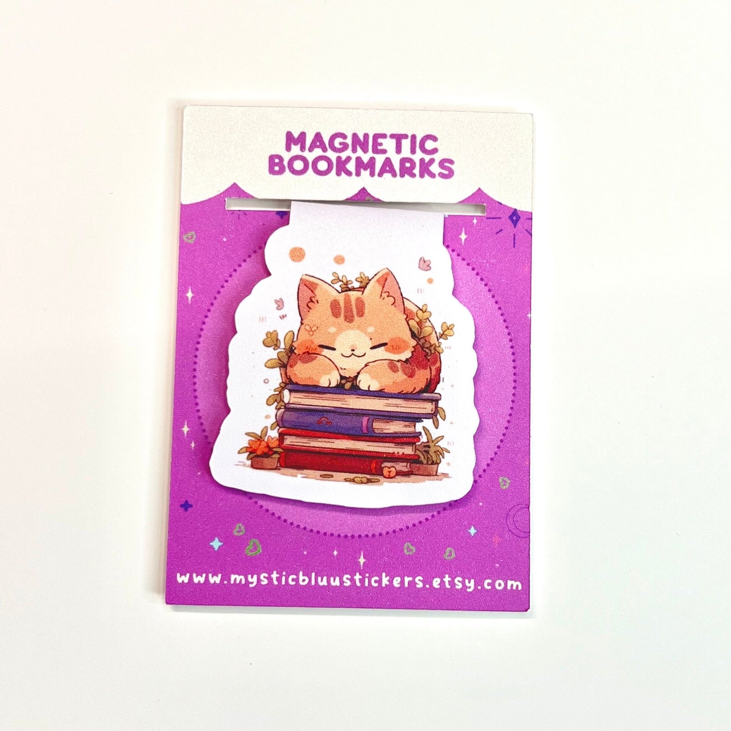 Orange Cat Sleeping On Book Matte Magnetic Bookmark