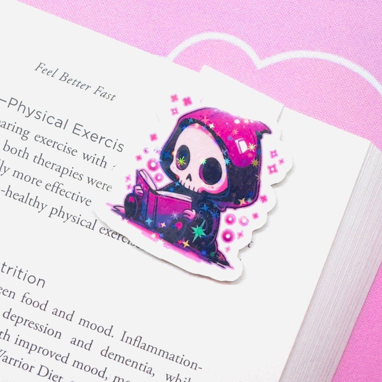 Holographic Reaper Reading A Book Magnetic Bookmark