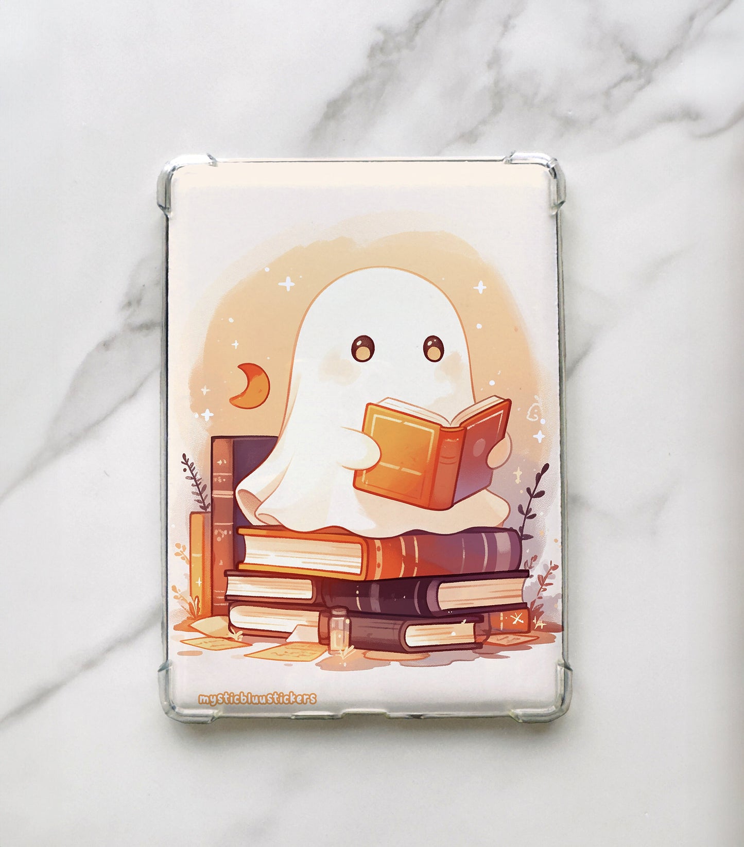kindle paperwhite case, clear case inserts, kindle accessories, reading decor gift, cute ghost reading sleeve