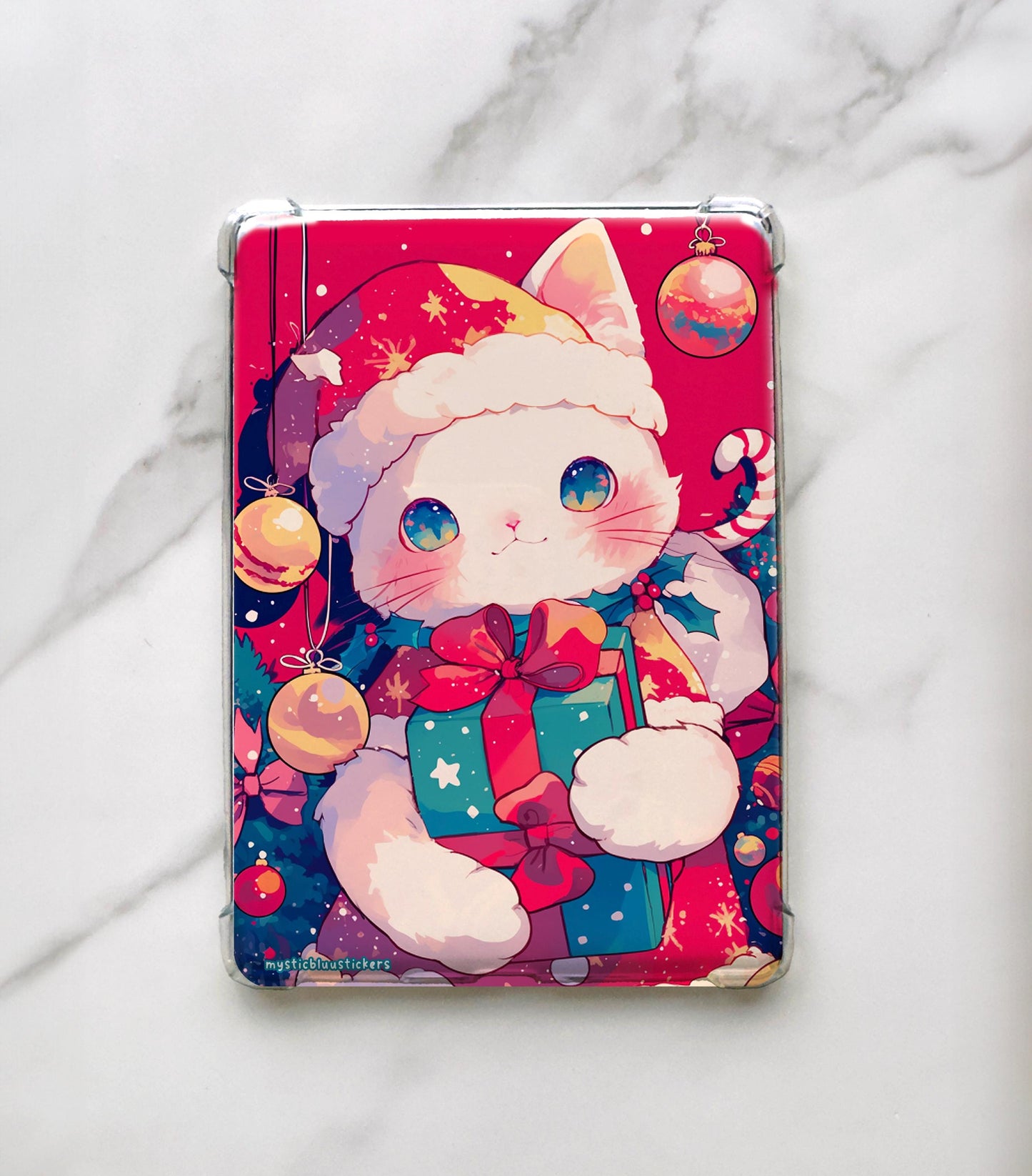 Cute Santa Cat Christmas Kindle Insert For Clear Case