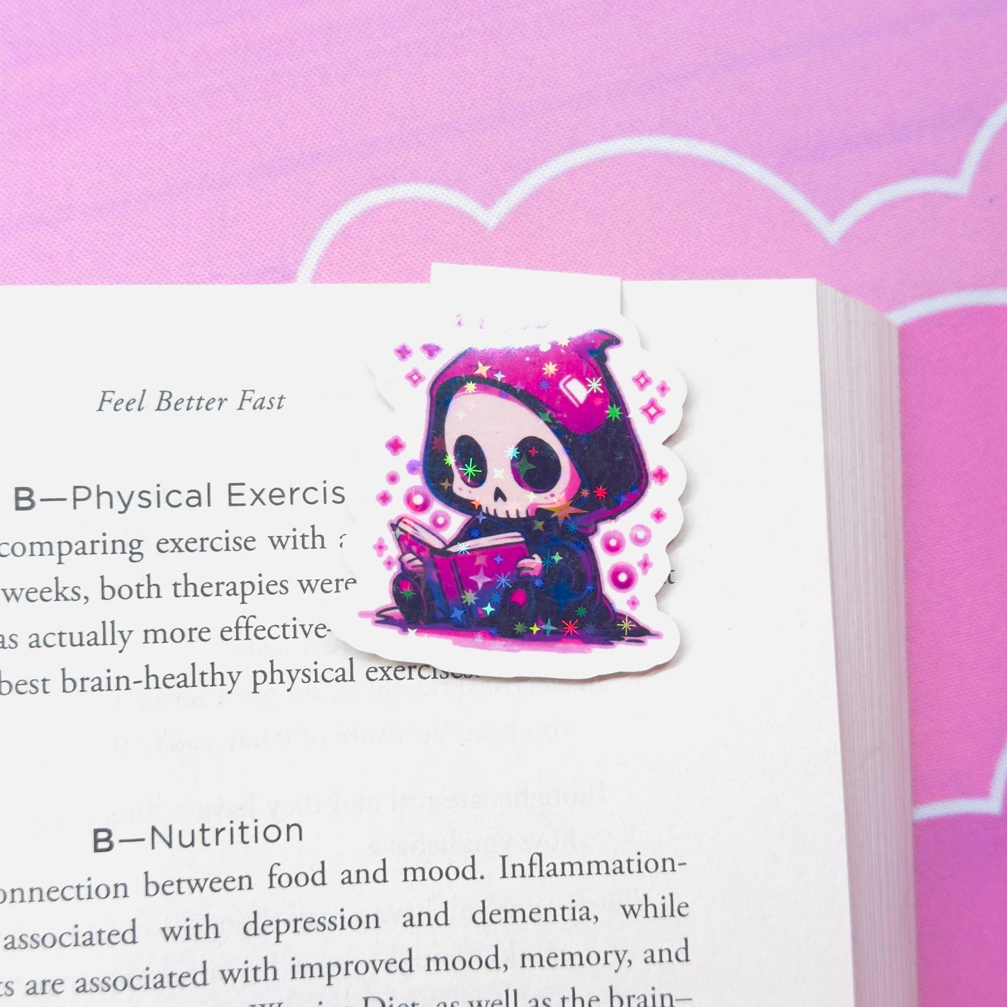 Holographic Reaper Reading A Book Magnetic Bookmark