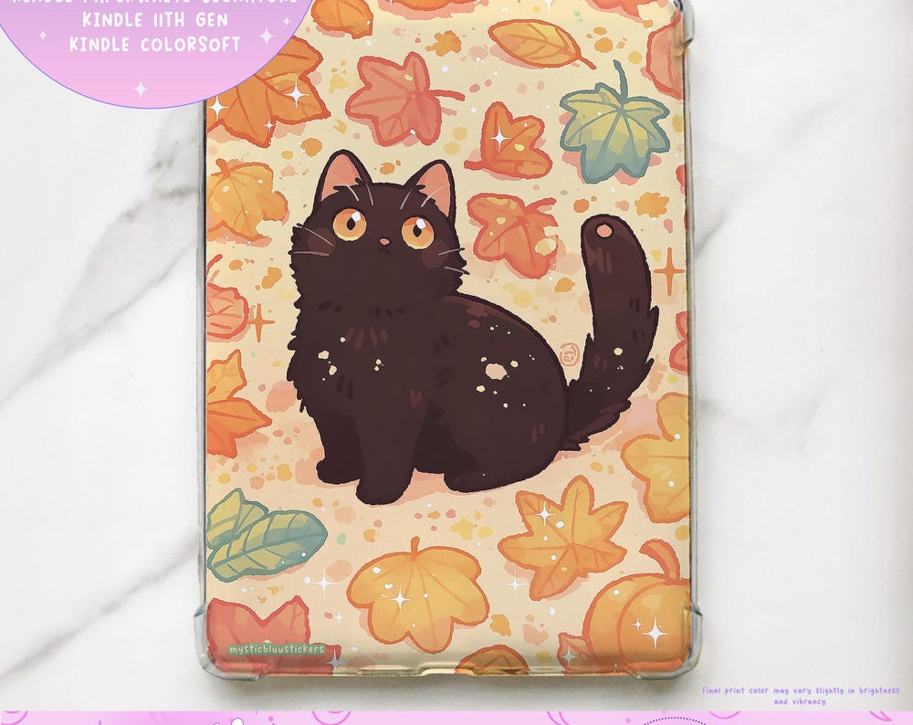 Autumn Cat Kindle Case Insert – Printed Photo Sleeve for Clear Cases (Matte or Holographic)