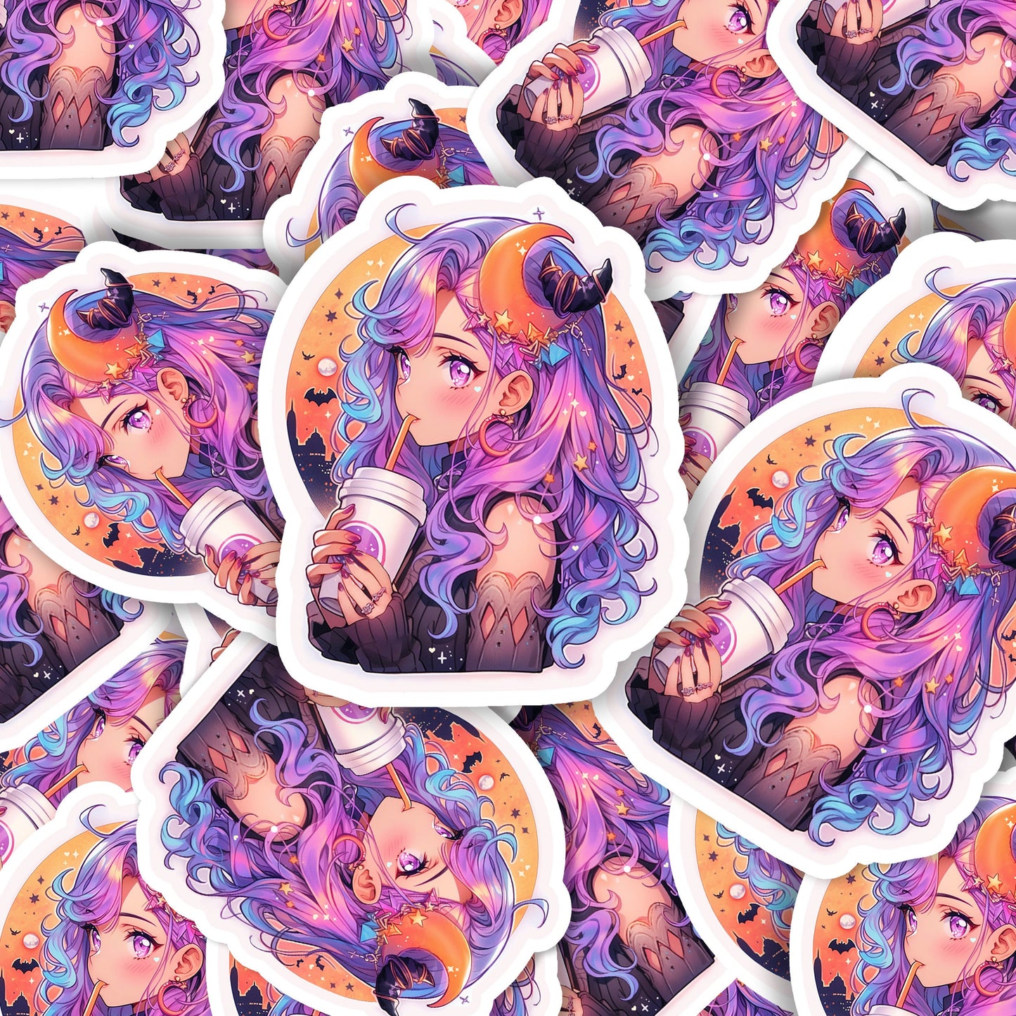 Witchy Coffee Vinyl Sticker: Pastel Spooky Laptop Decal