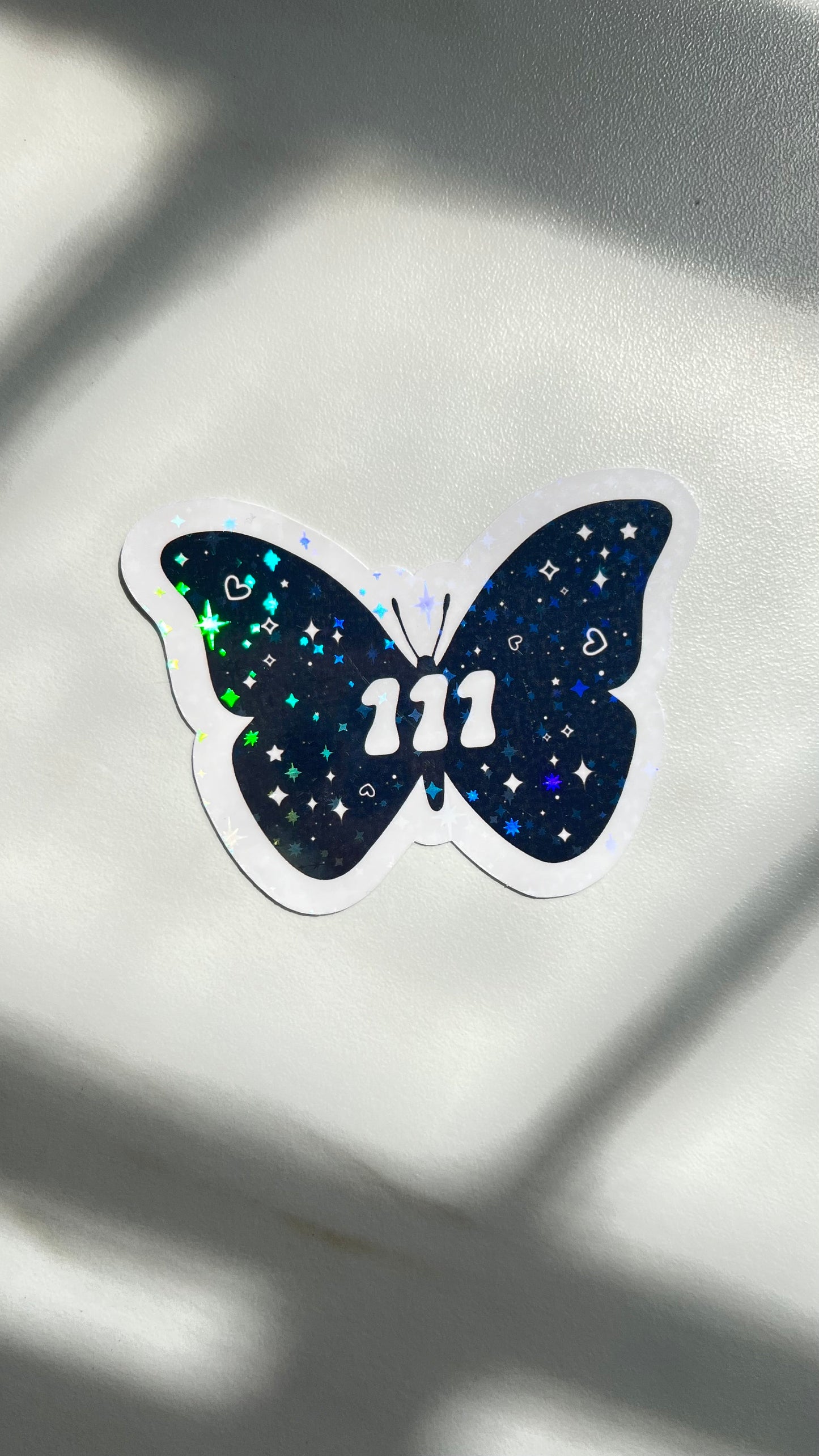 Angel Numbers Butterfly Holographic Sticker: Witchy Tarot Vinyl Decal