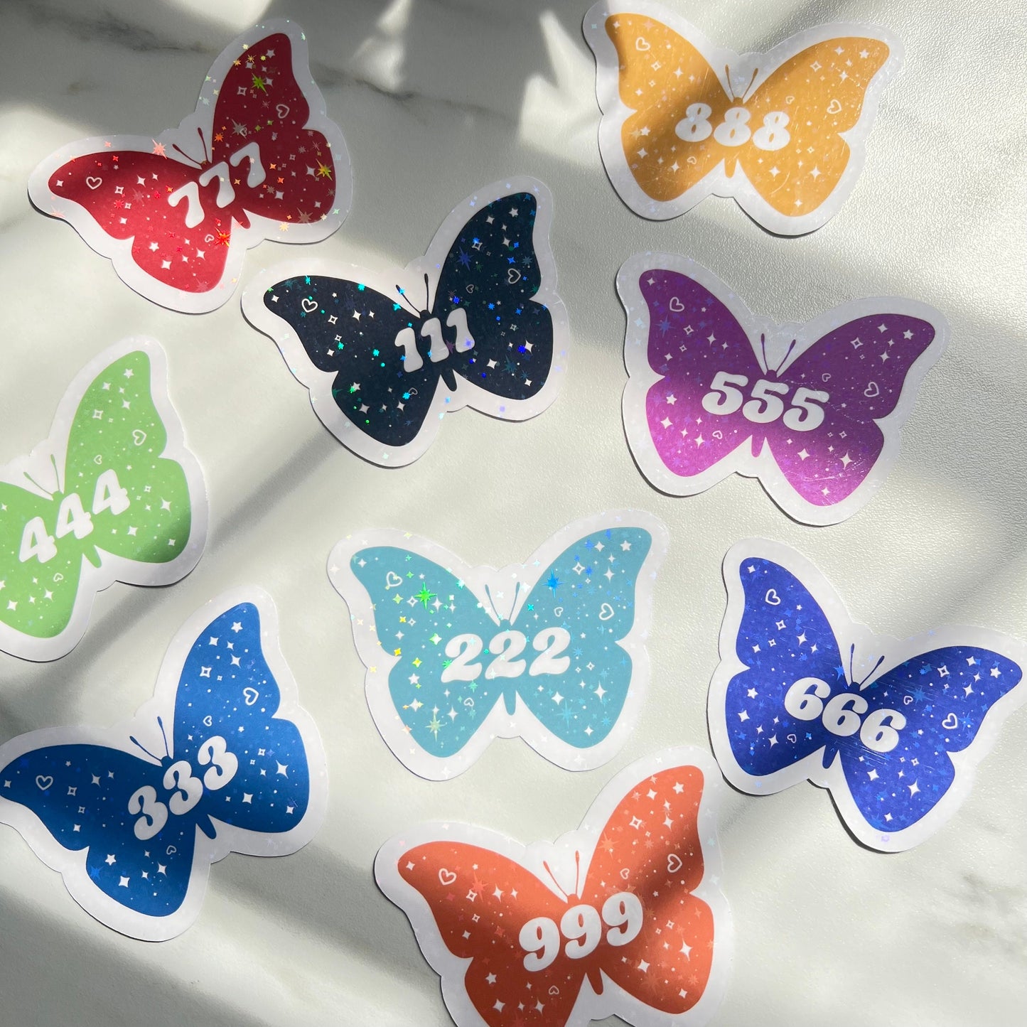 Angel Numbers Butterfly Holographic Sticker: Witchy Tarot Vinyl Decal