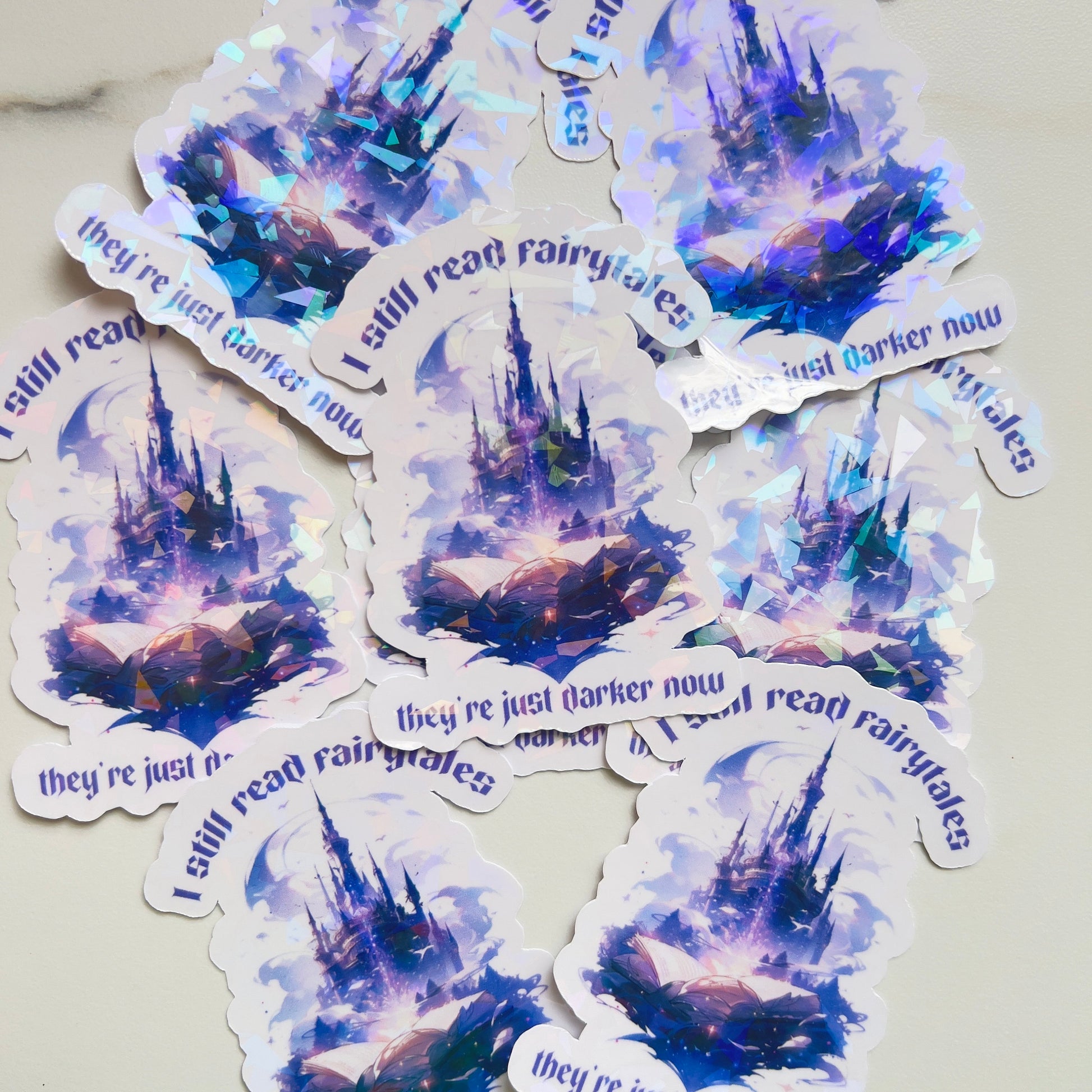 Dark Fairytale Castle Holographic Sticker - Booktok Kindle Sticker