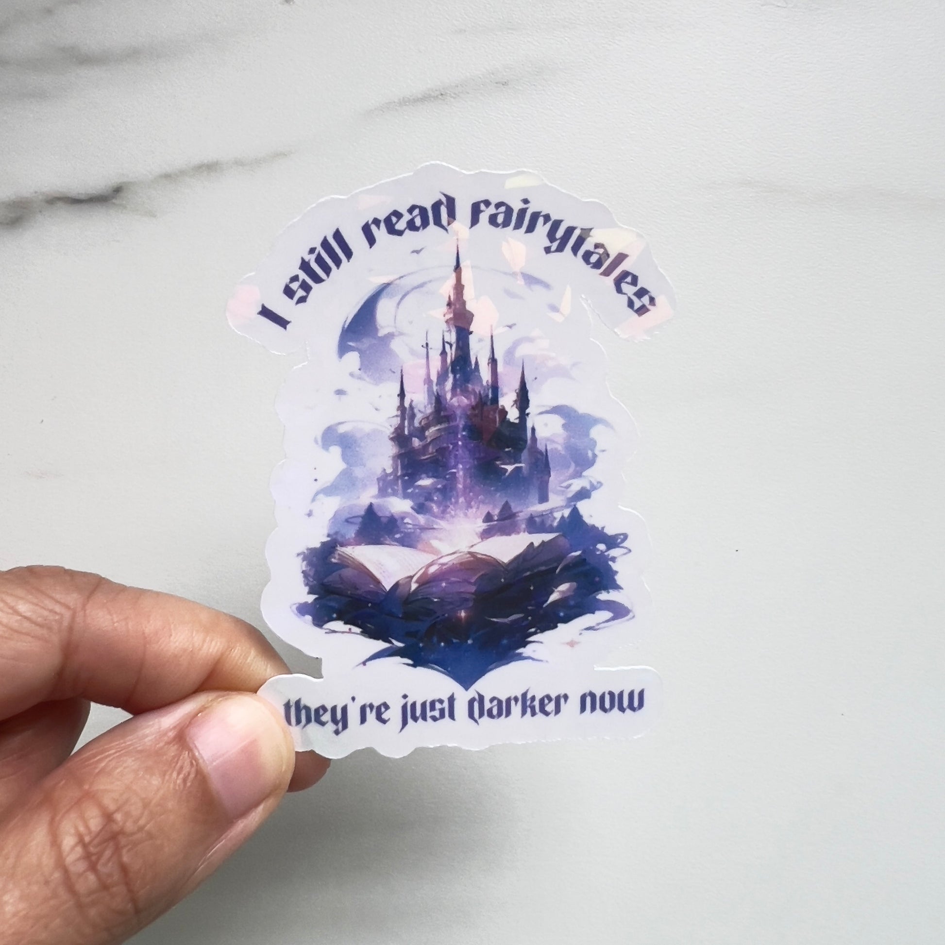 Dark Fairytale Castle Holographic Sticker - Booktok Kindle Sticker
