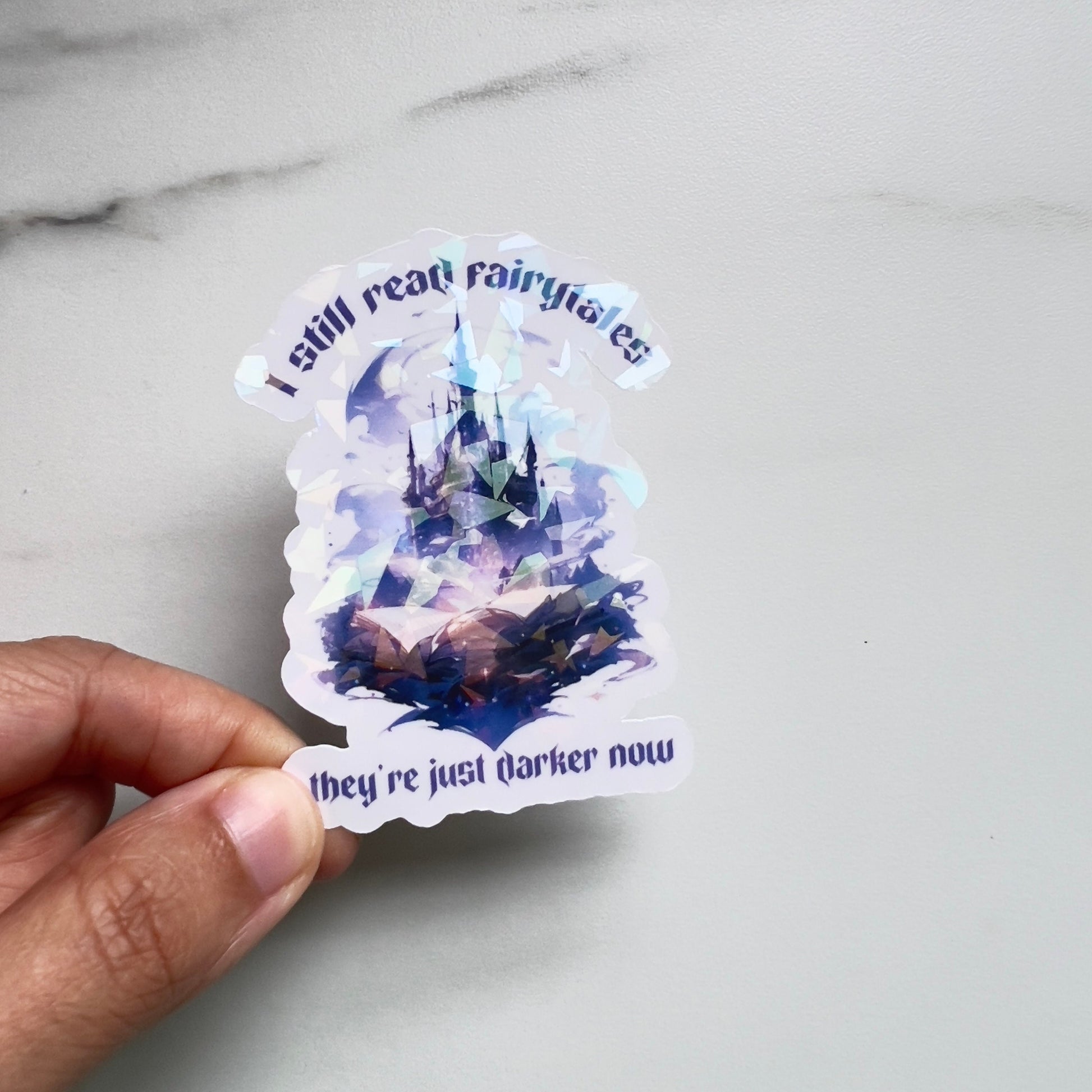 Dark Fairytale Castle Holographic Sticker - Booktok Kindle Sticker