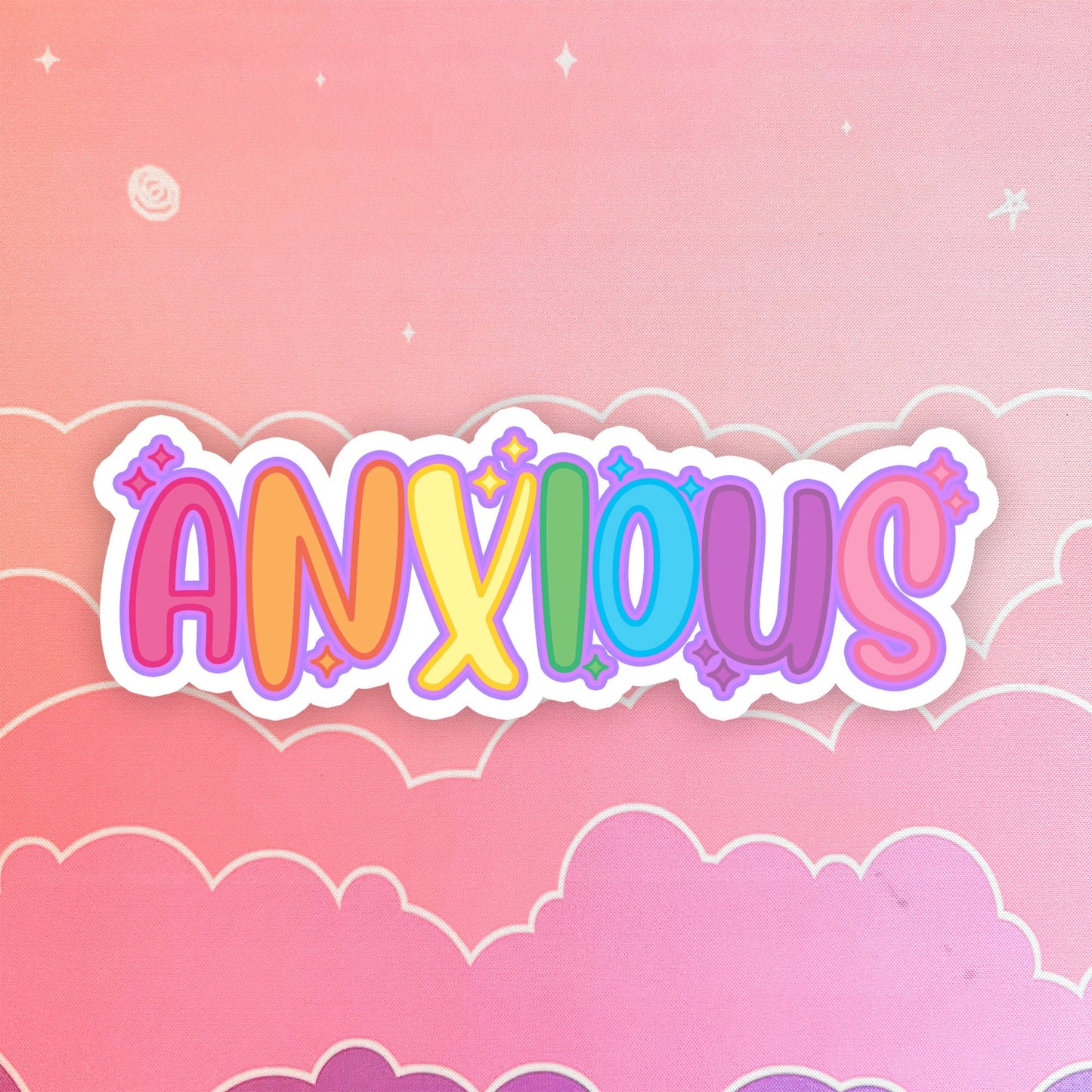 Anxious Rainbow Sticker: Mental Health Planner, Laptop, Waterbottle