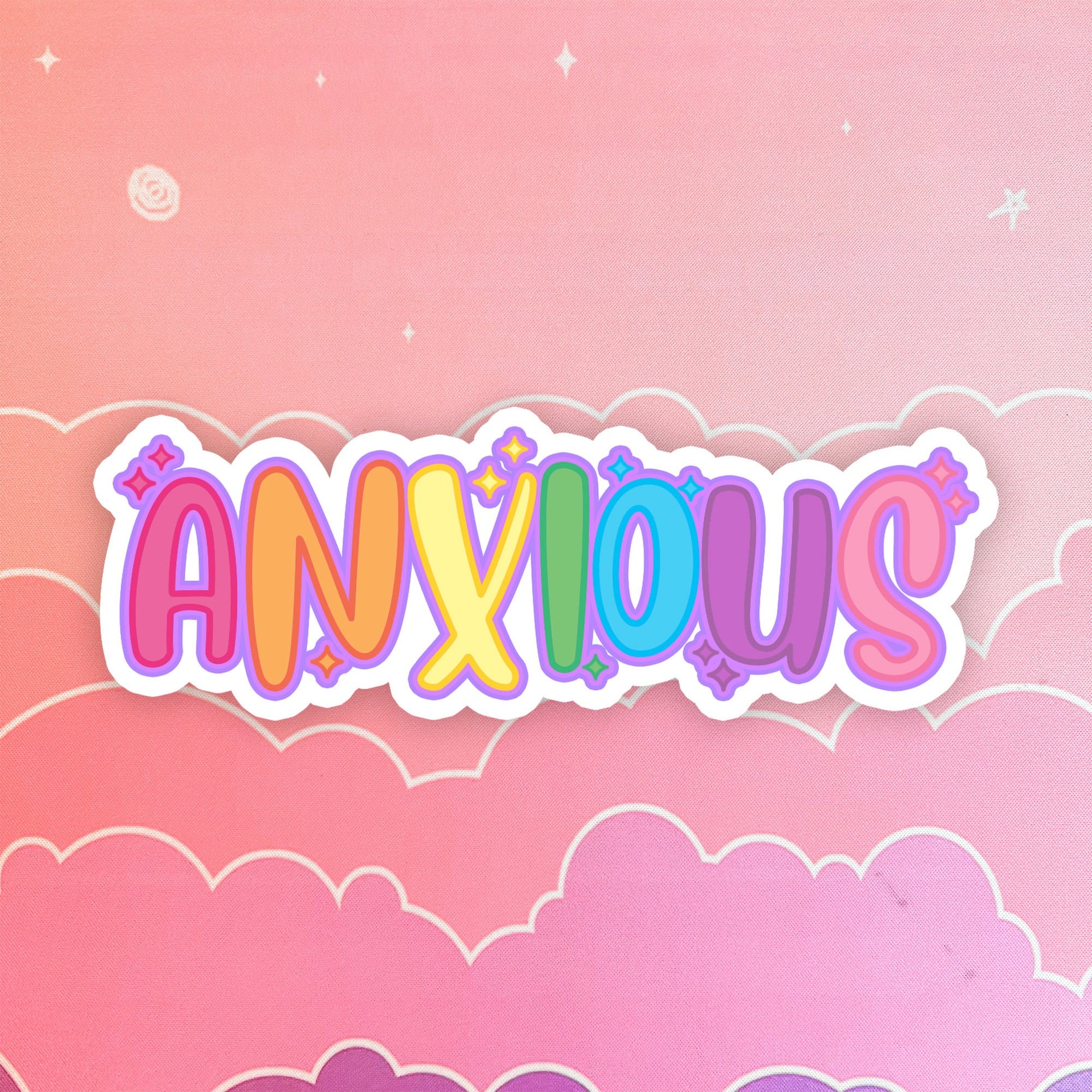 Anxious Rainbow Sticker: Mental Health Planner, Laptop, Waterbottle