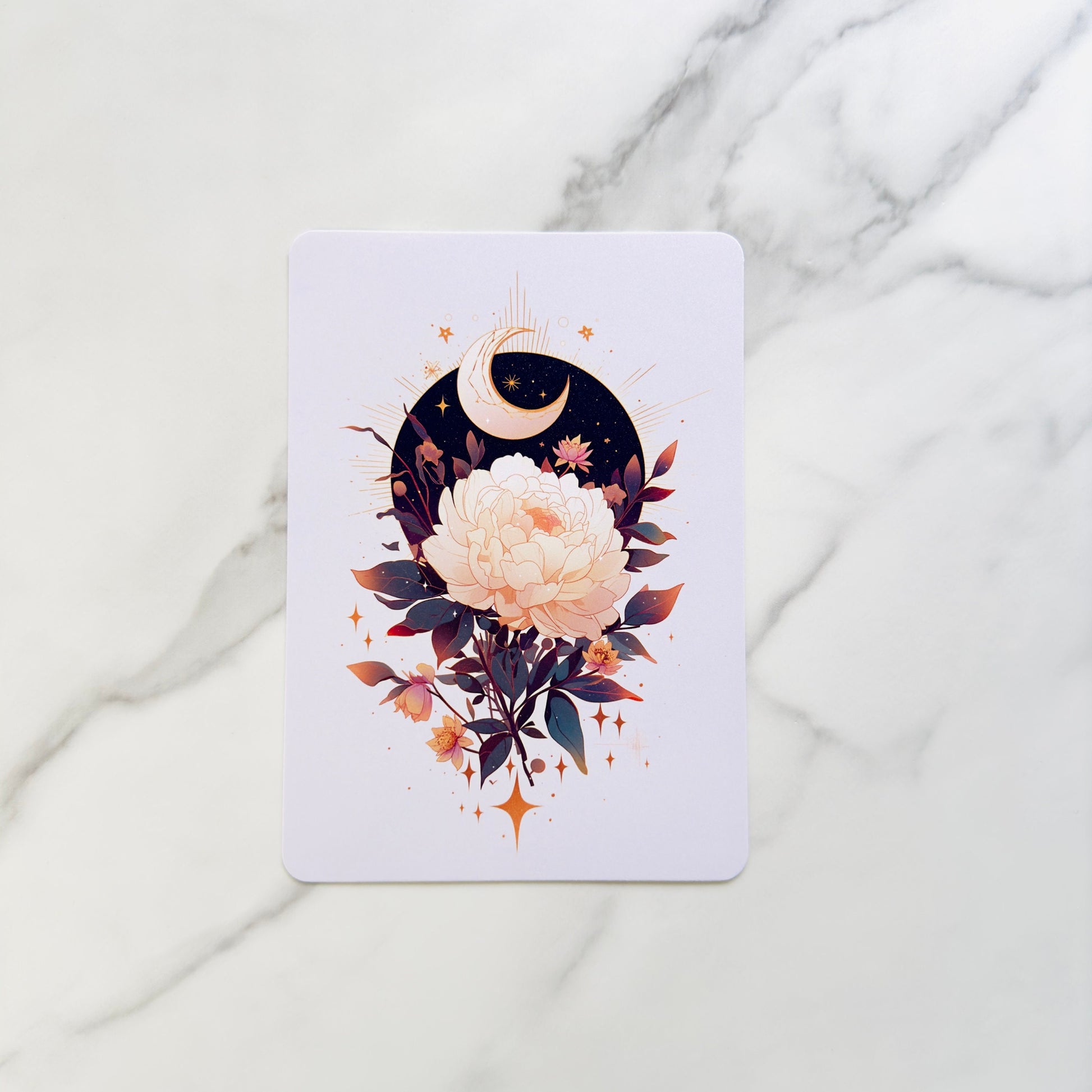 Mystic Moon Flower Kindle Insert: Laminated Cardstock, 6/6.8in Paperwhite