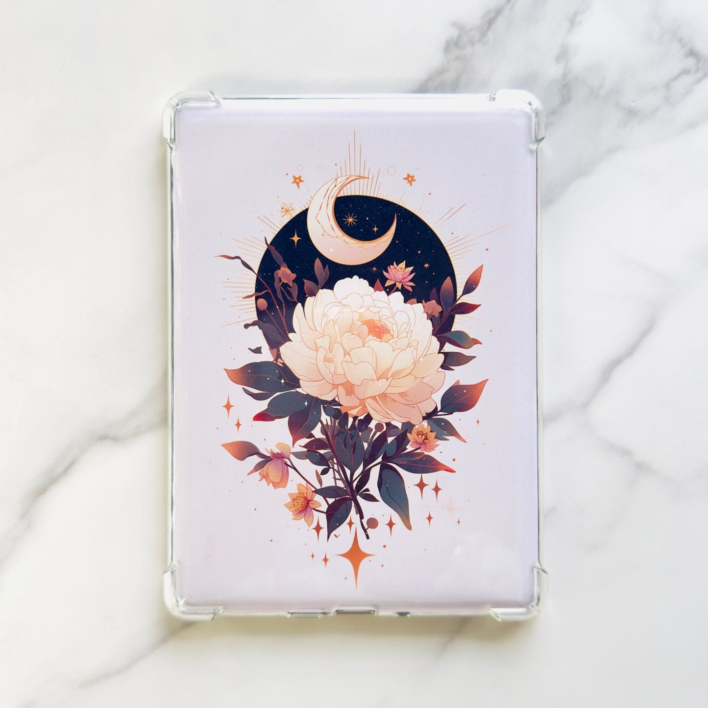 Mystic Moon Flower Kindle Insert: Laminated Cardstock, 6/6.8in Paperwhite