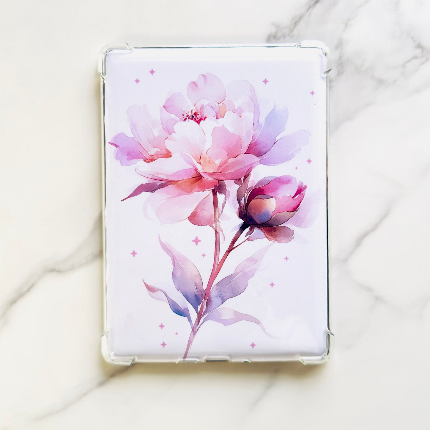 Floral Kindle Paperwhite Insert: Laminated Cardstock, Pink Peony (11th Gen)